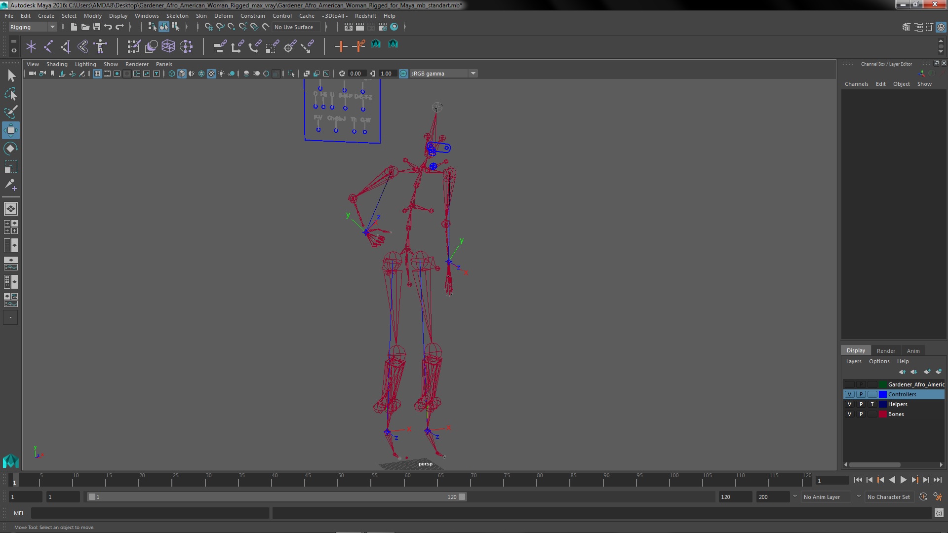 Gardener Afro American Woman Rigged for Maya 3D model