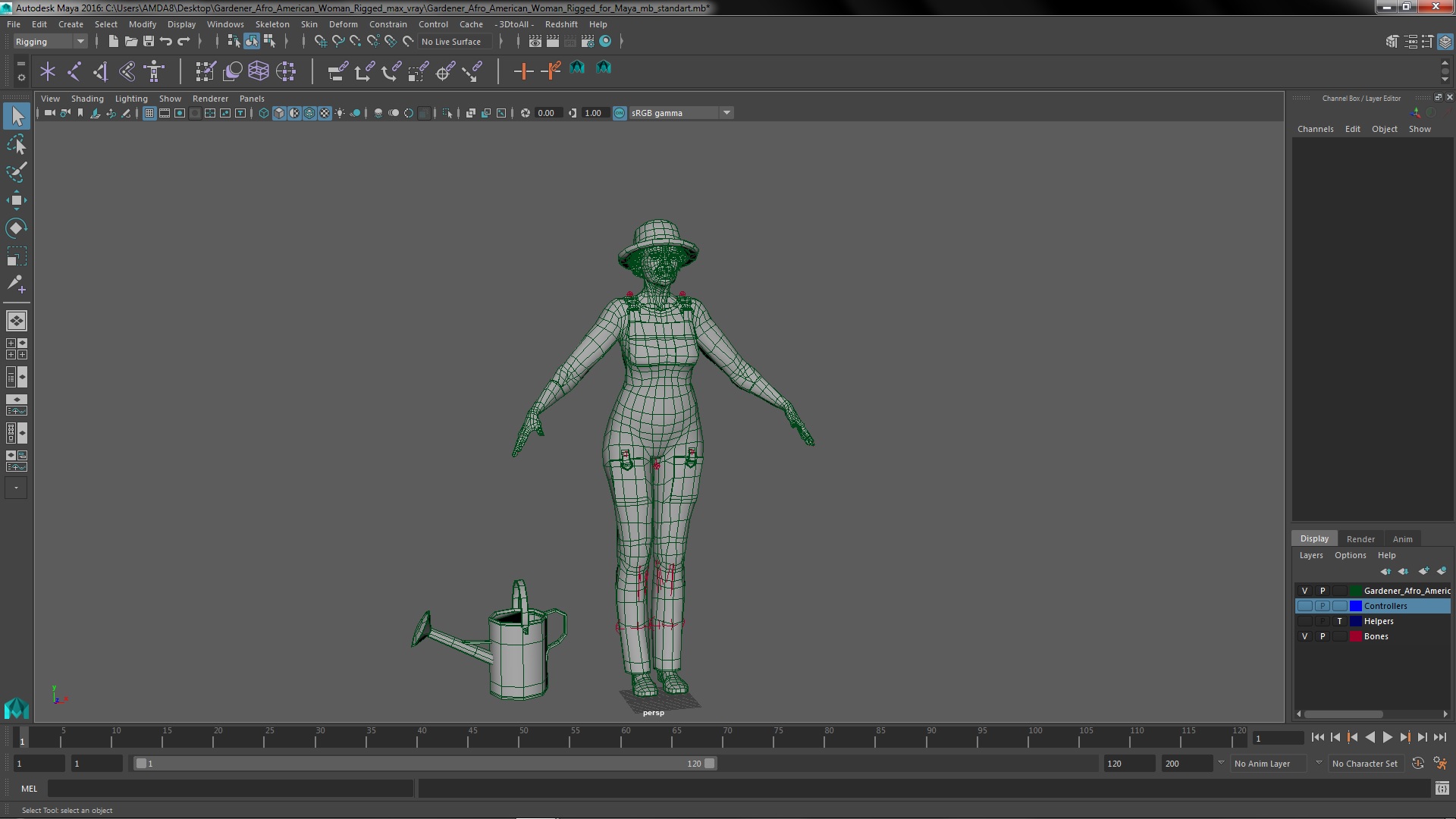 Gardener Afro American Woman Rigged for Maya 3D model