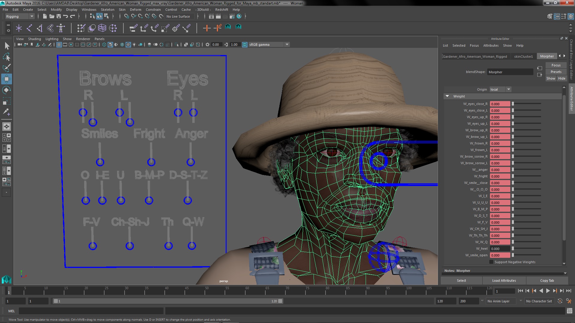 Gardener Afro American Woman Rigged for Maya 3D model
