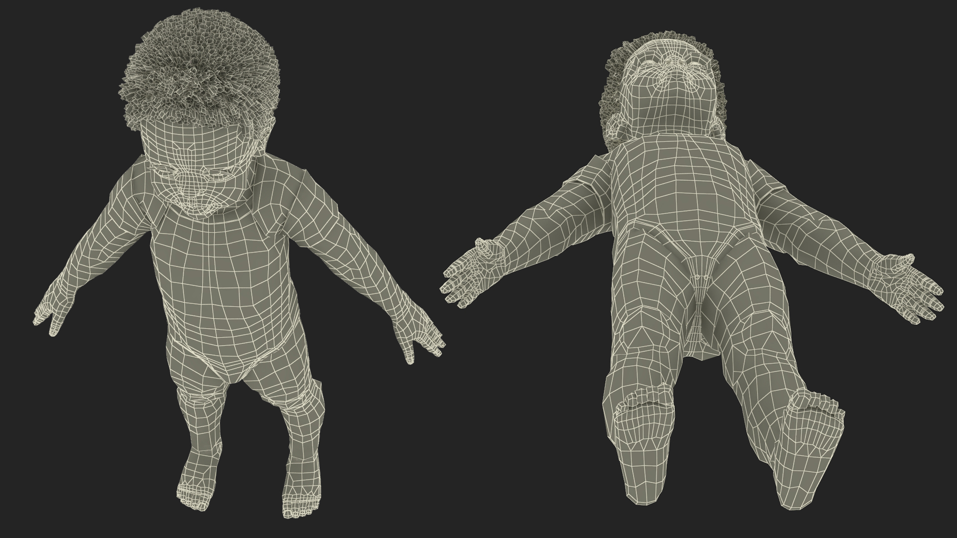 3D One Year Old Black Boy in Bodysuit Rigged