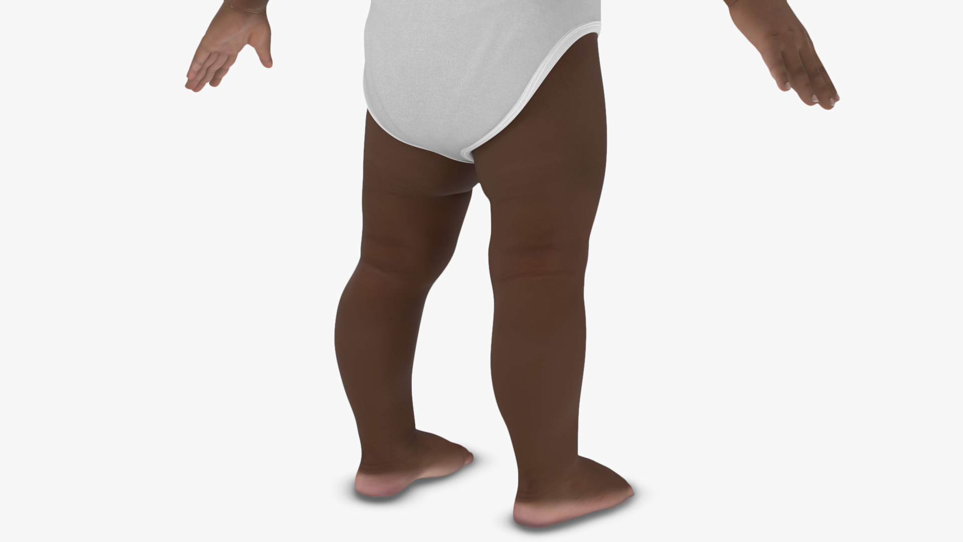 3D One Year Old Black Boy in Bodysuit Rigged