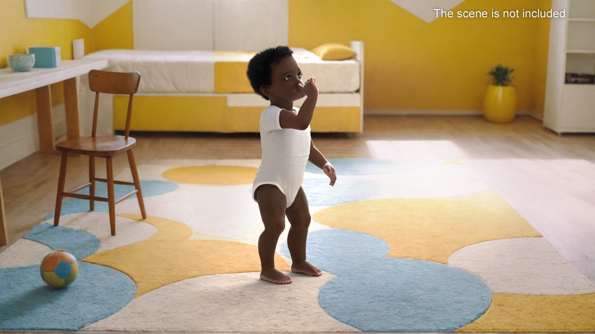 3D One Year Old Black Boy in Bodysuit Rigged