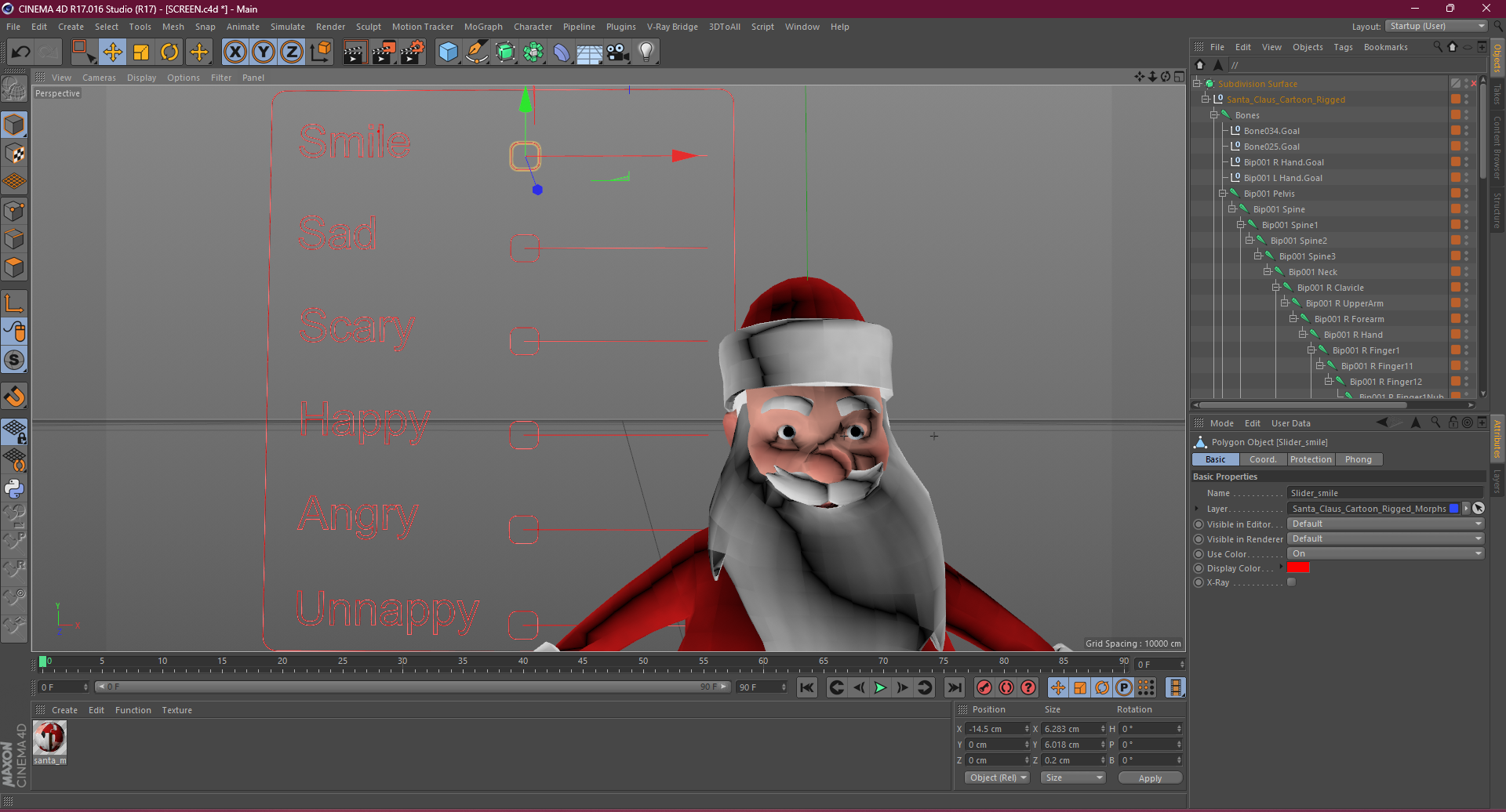 3D model Santa Claus Cartoon Rigged for Cinema 4D