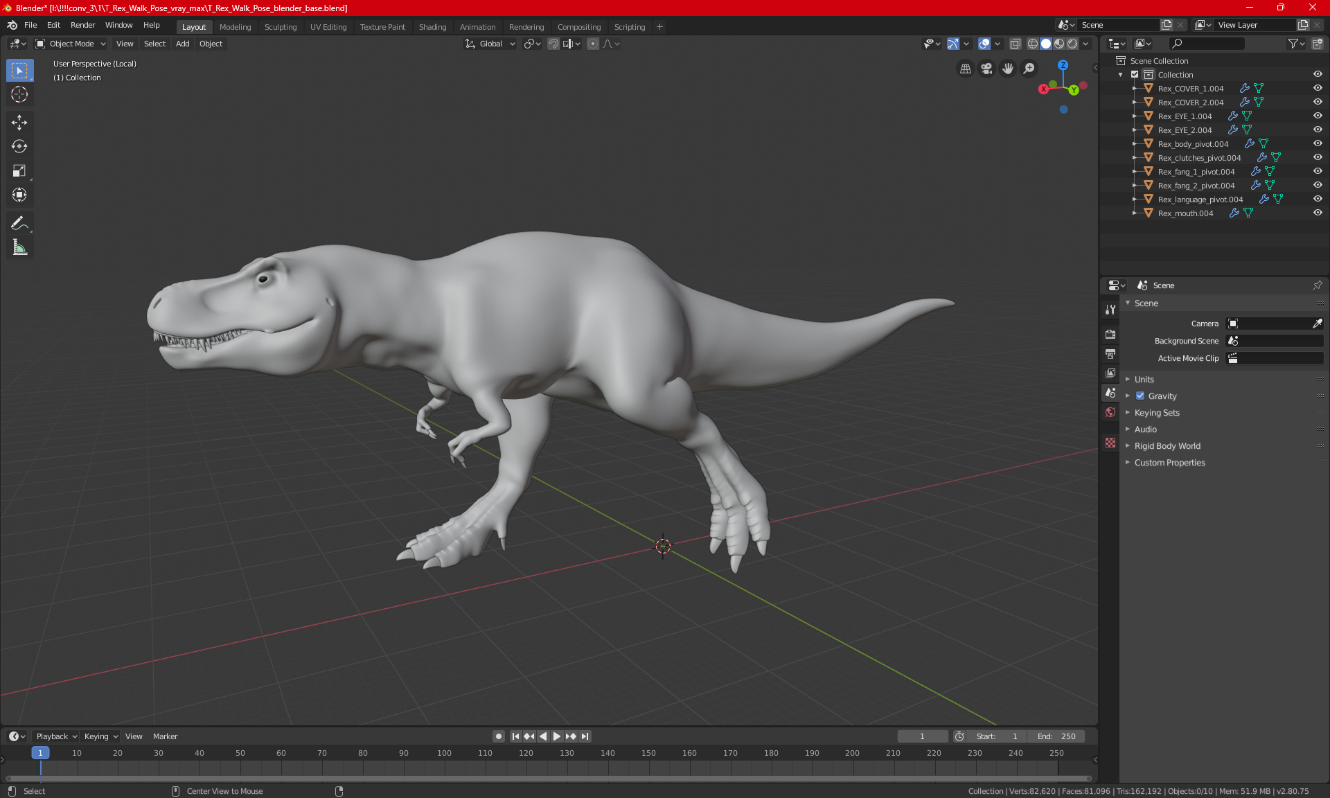 3D model T Rex Walk Pose