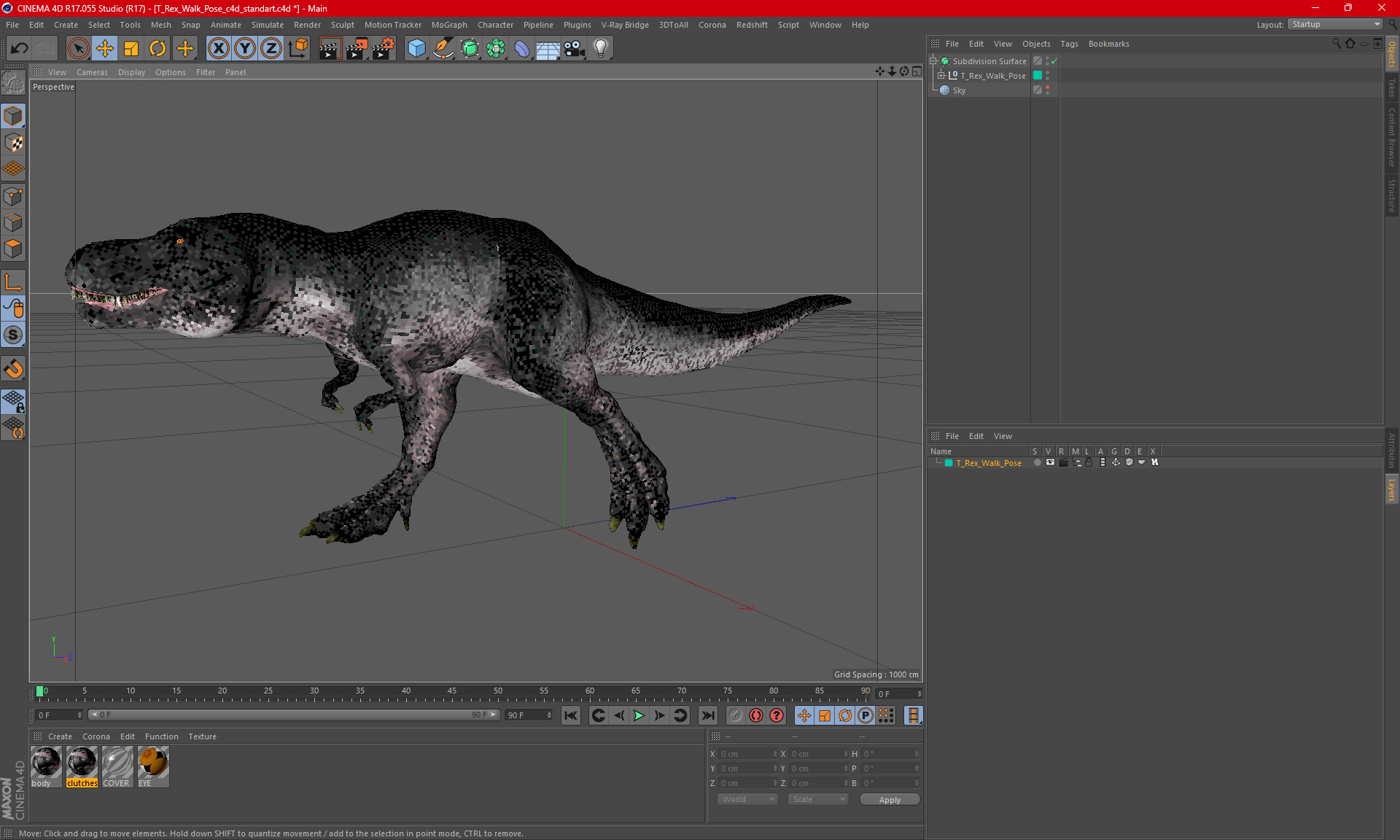3D model T Rex Walk Pose