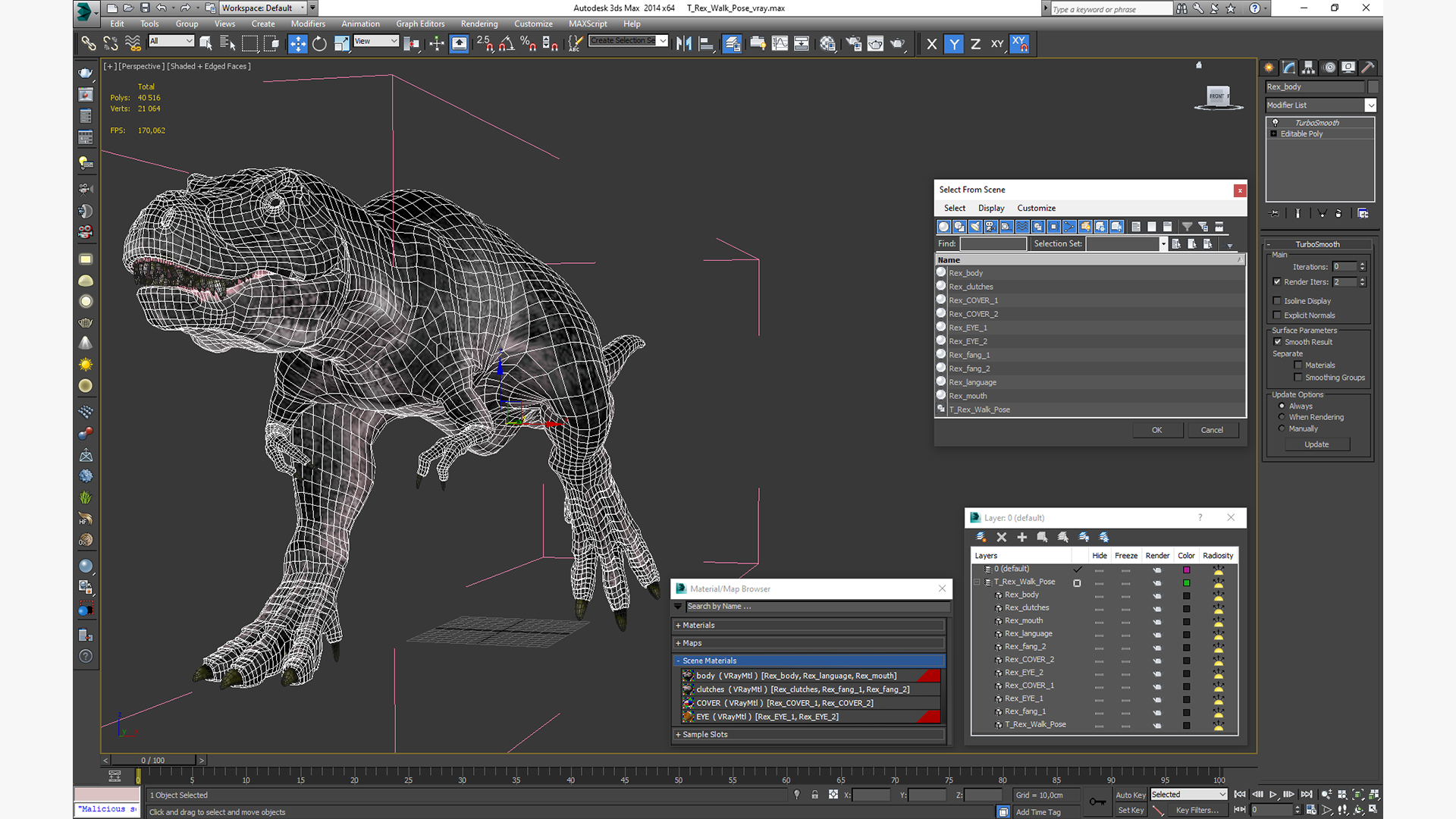 3D model T Rex Walk Pose