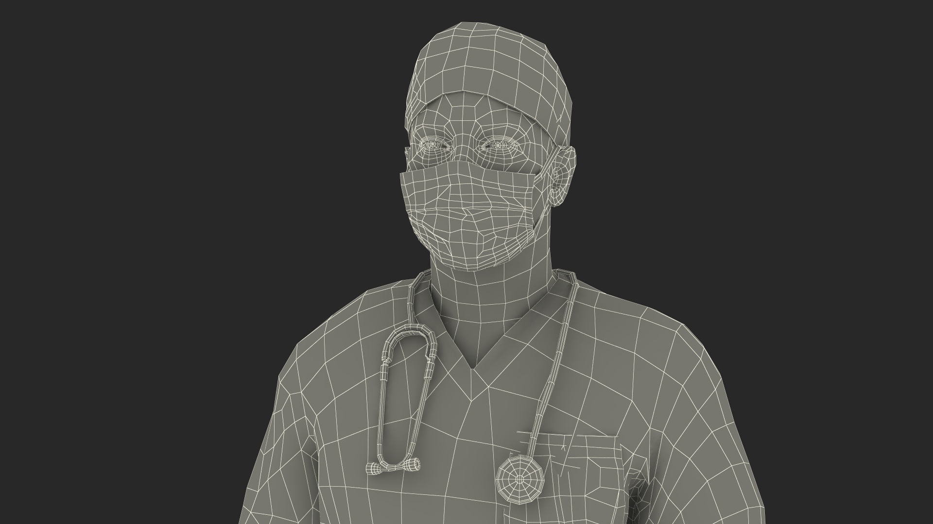 Male Surgeon Doctor wearing Mask Stained Blood Rigged for Cinema 4D 3D