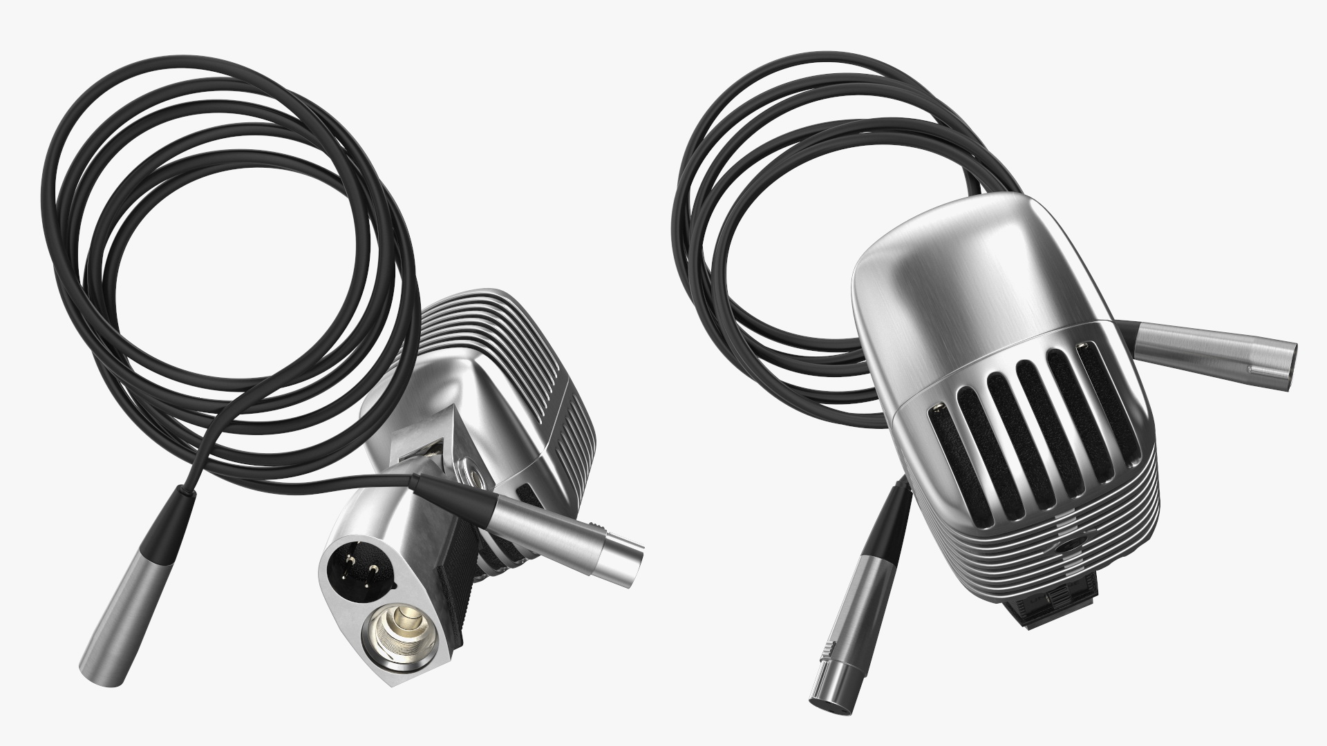 Vintage Microphone Shure and Cable 3D model