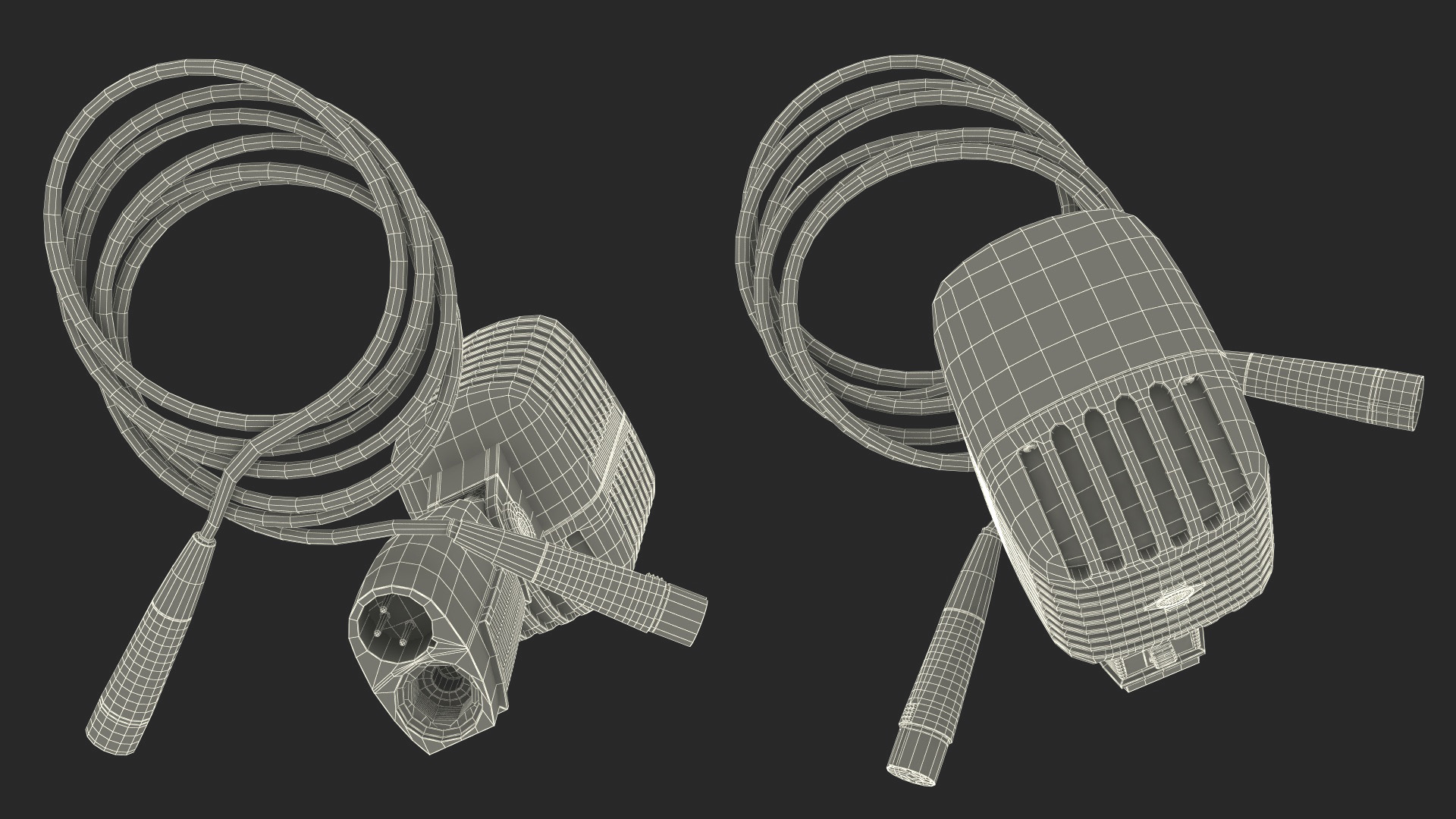 Vintage Microphone Shure and Cable 3D model