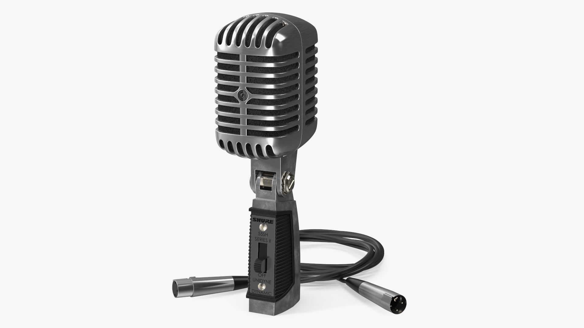 Vintage Microphone Shure and Cable 3D model