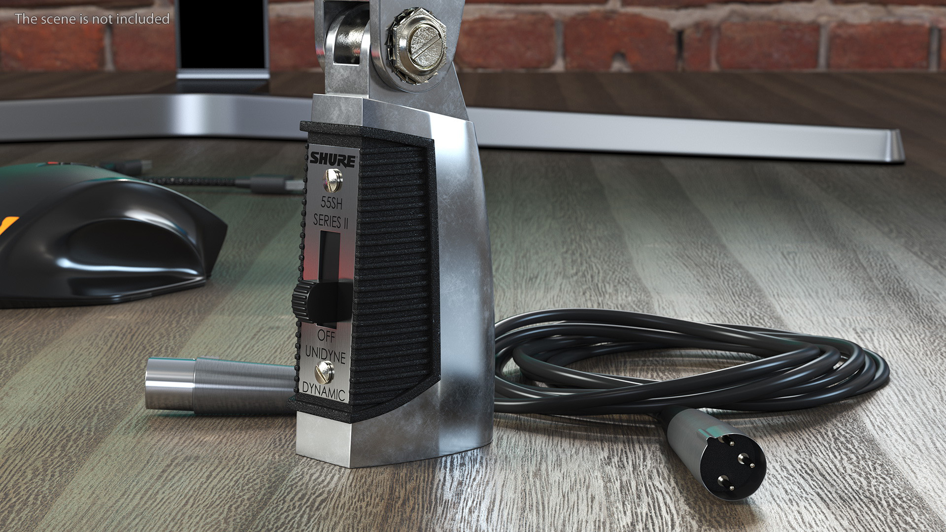 Vintage Microphone Shure and Cable 3D model