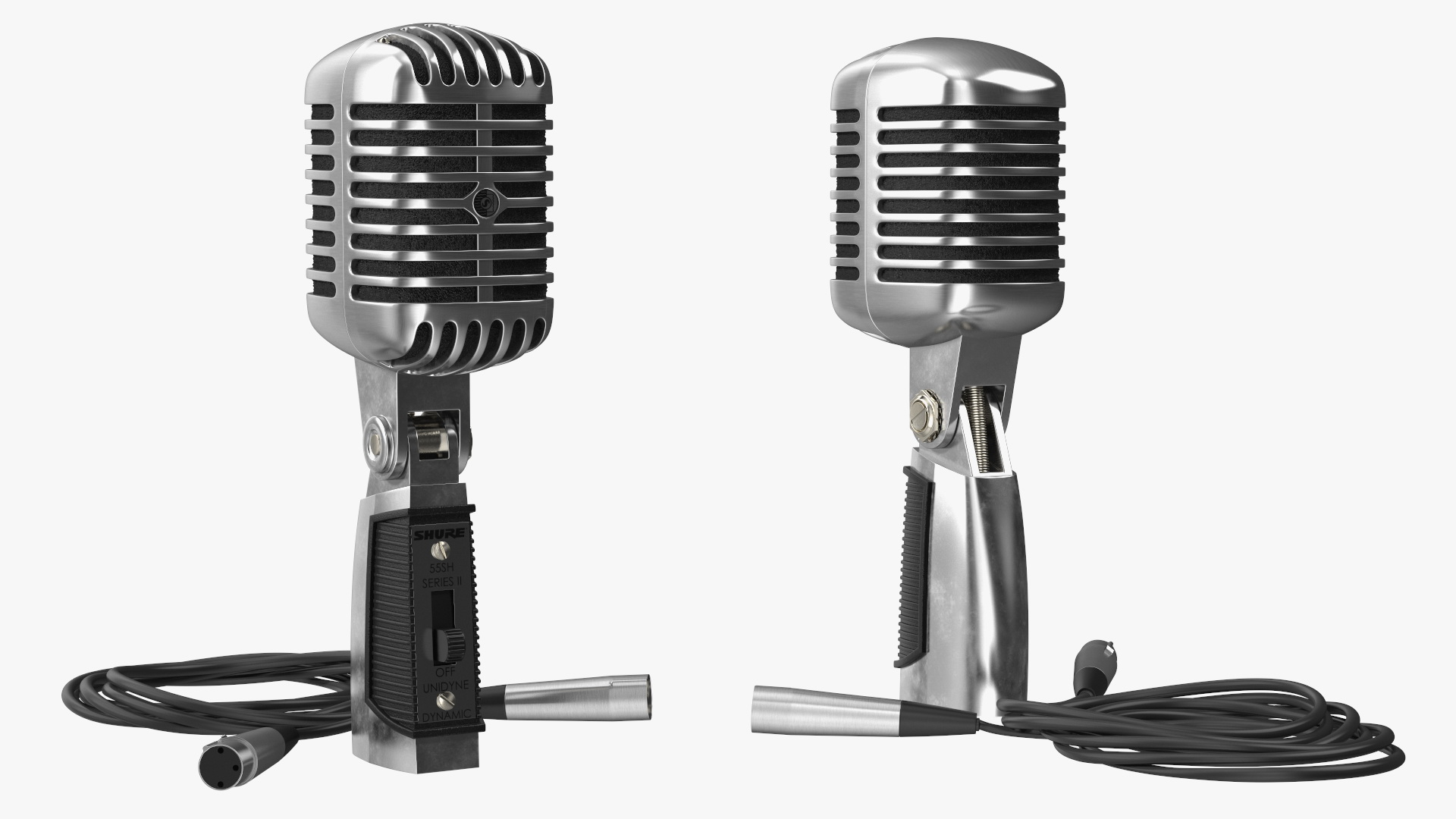 Vintage Microphone Shure and Cable 3D model