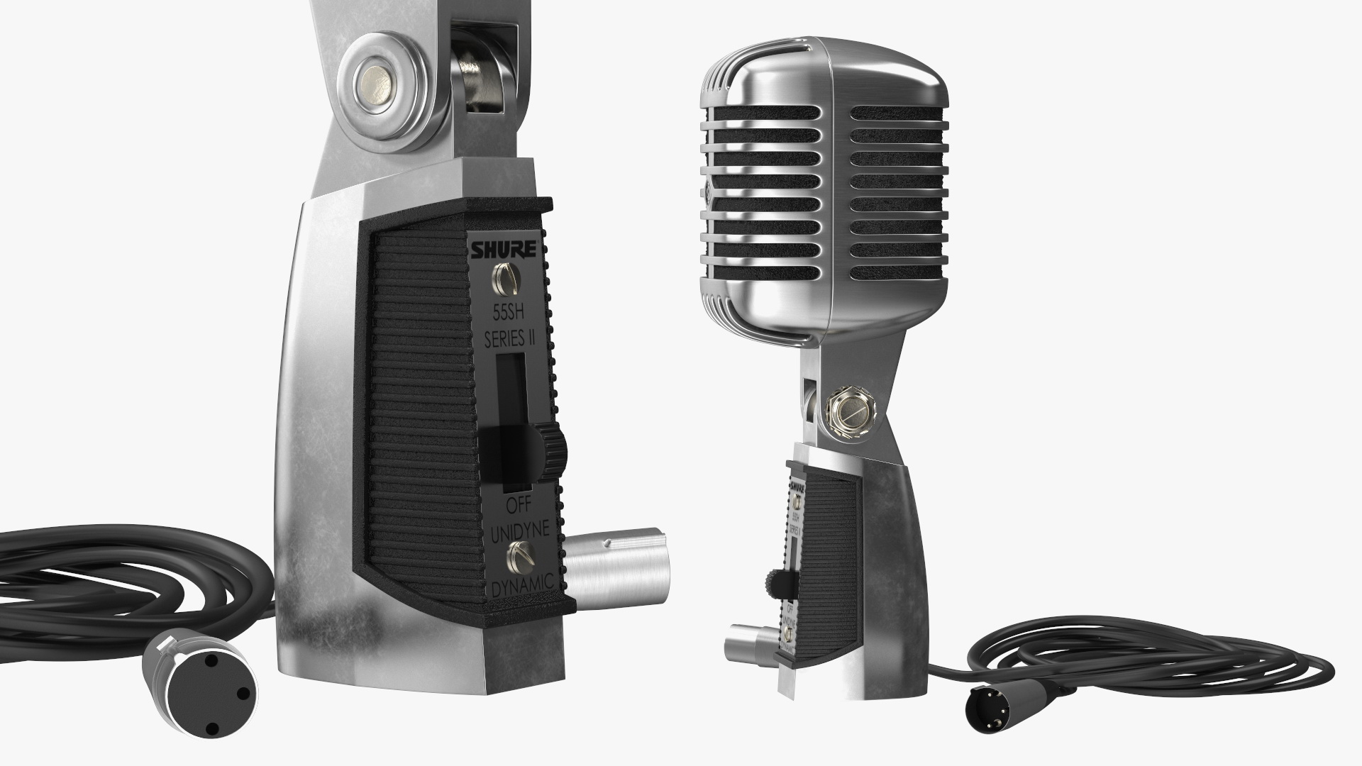 Vintage Microphone Shure and Cable 3D model