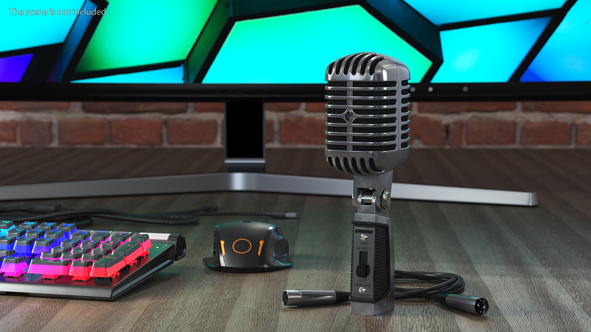 Vintage Microphone Shure and Cable 3D model