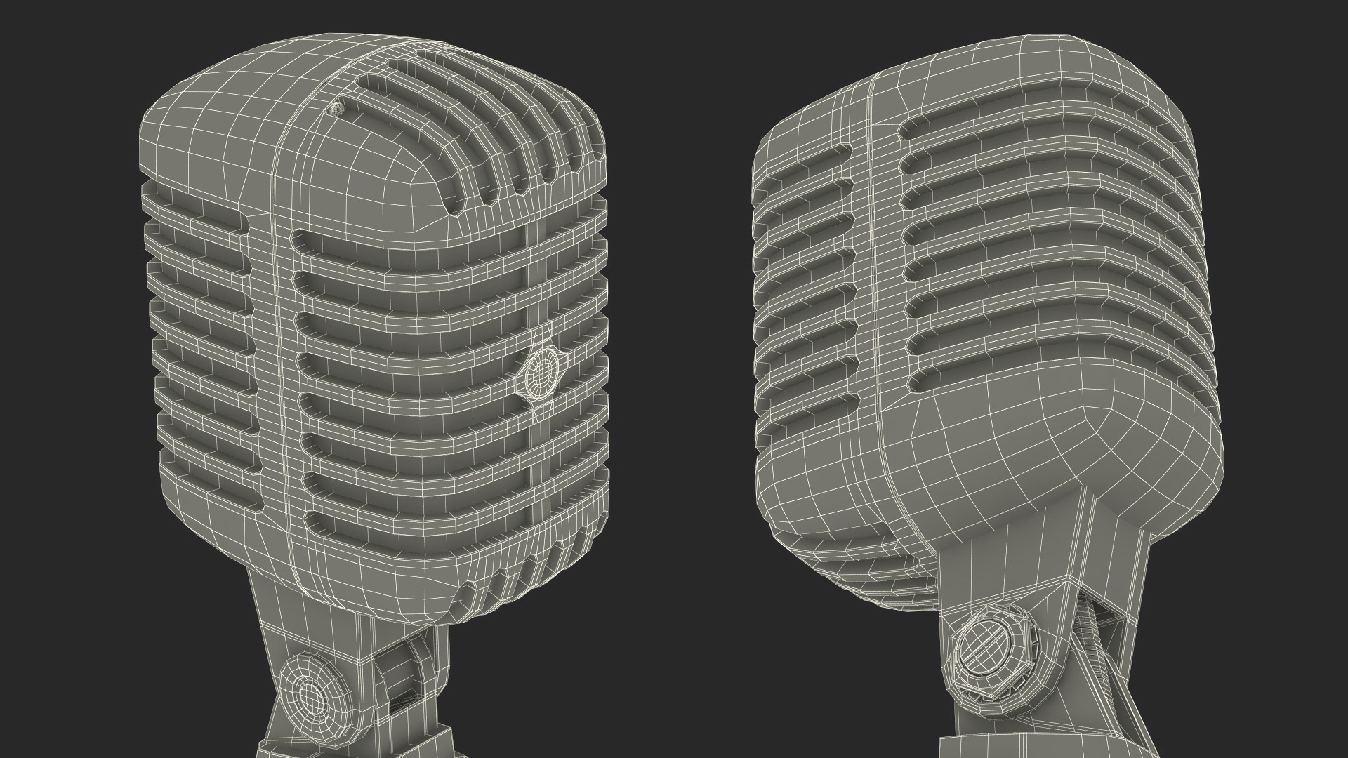 Vintage Microphone Shure and Cable 3D model
