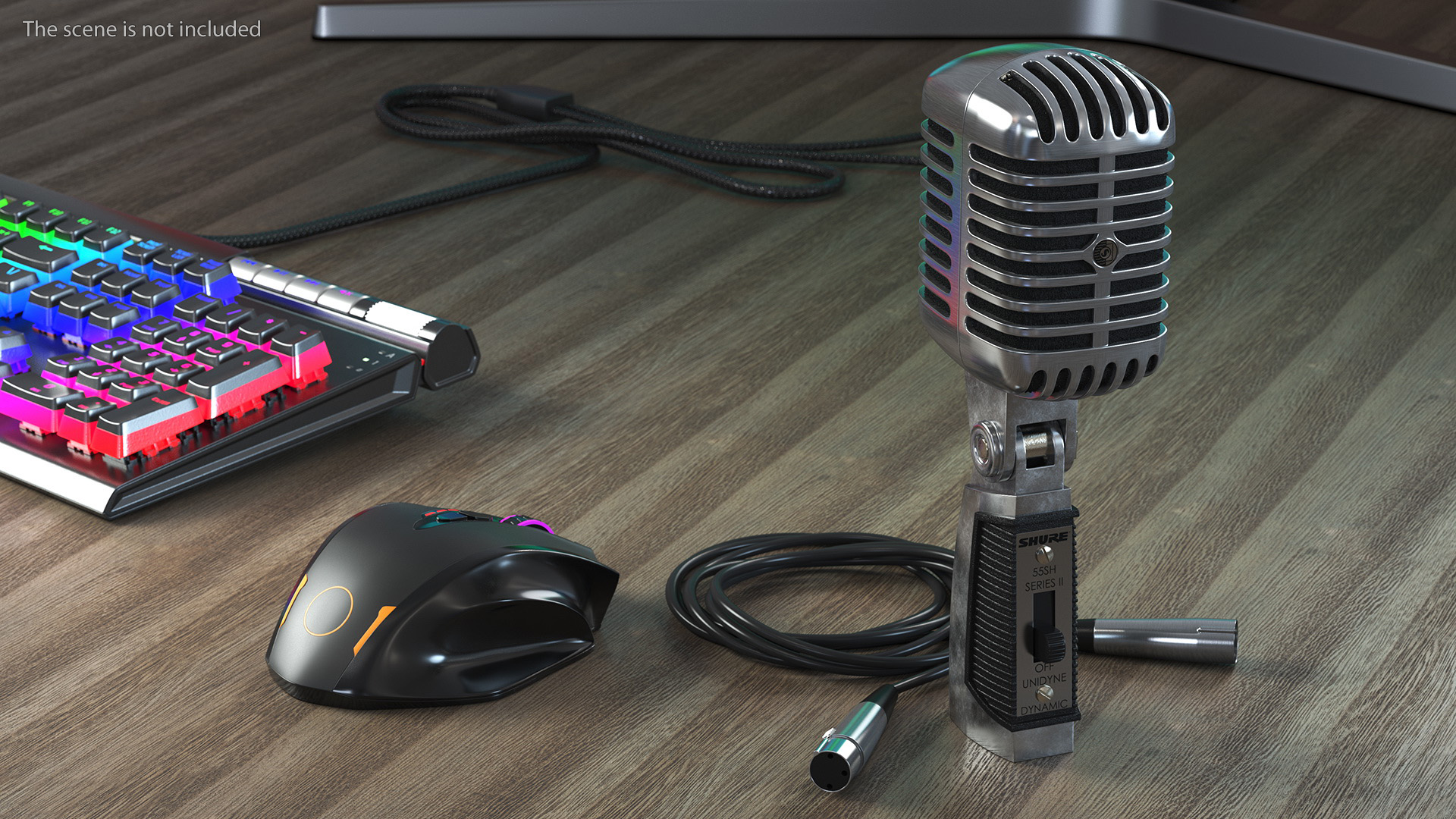 Vintage Microphone Shure and Cable 3D model