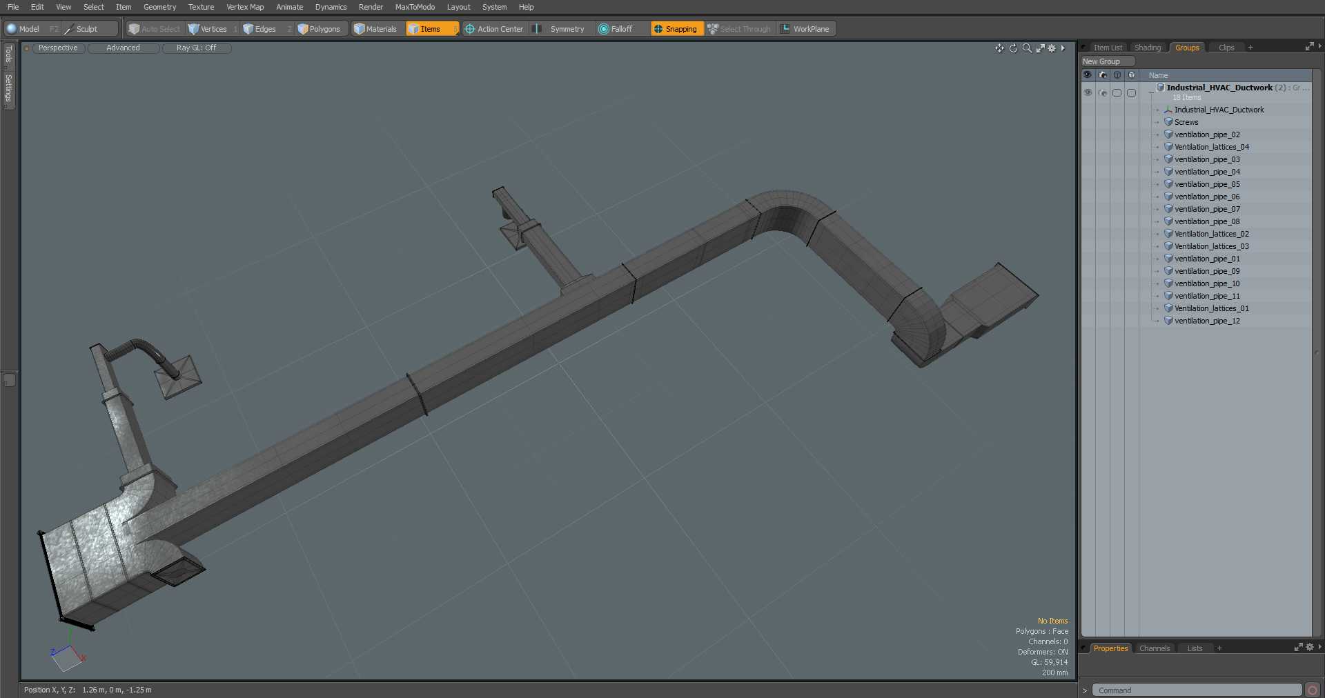 Industrial HVAC Ductwork 3D model