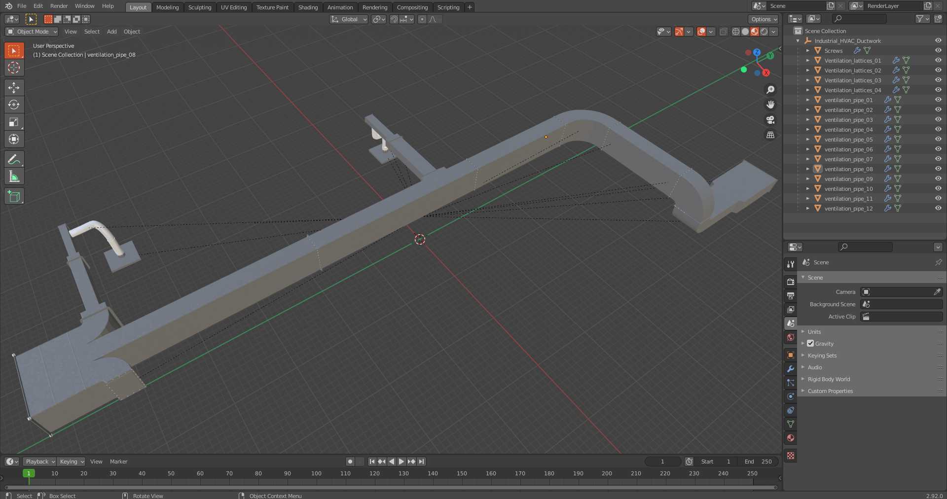 Industrial HVAC Ductwork 3D model
