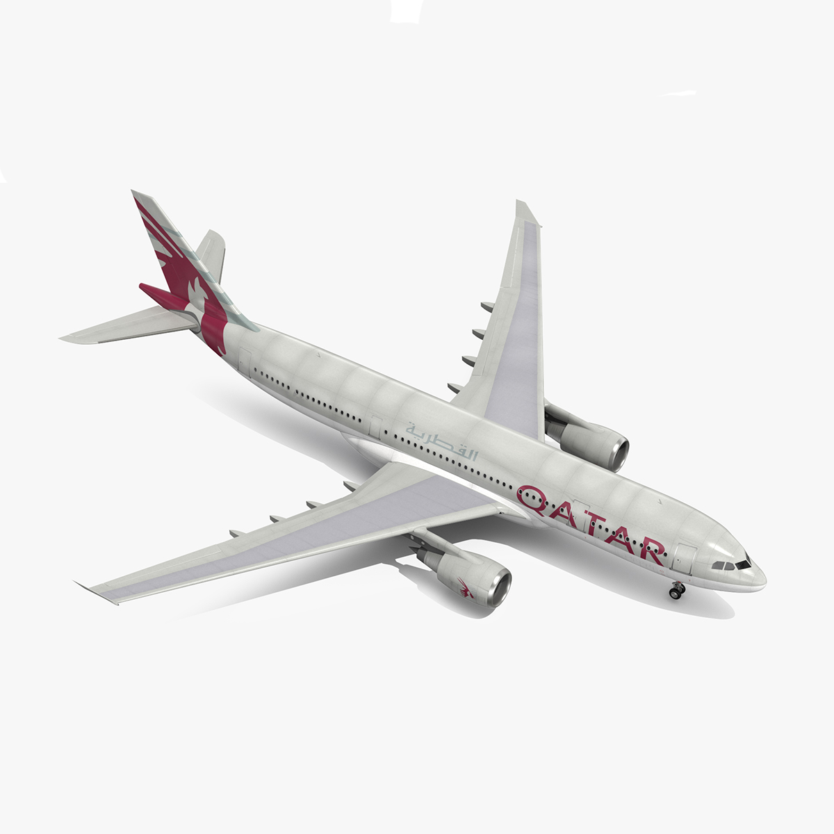 3D model Airbus A330-200 Qatar Airways Rigged for Cinema 4D
