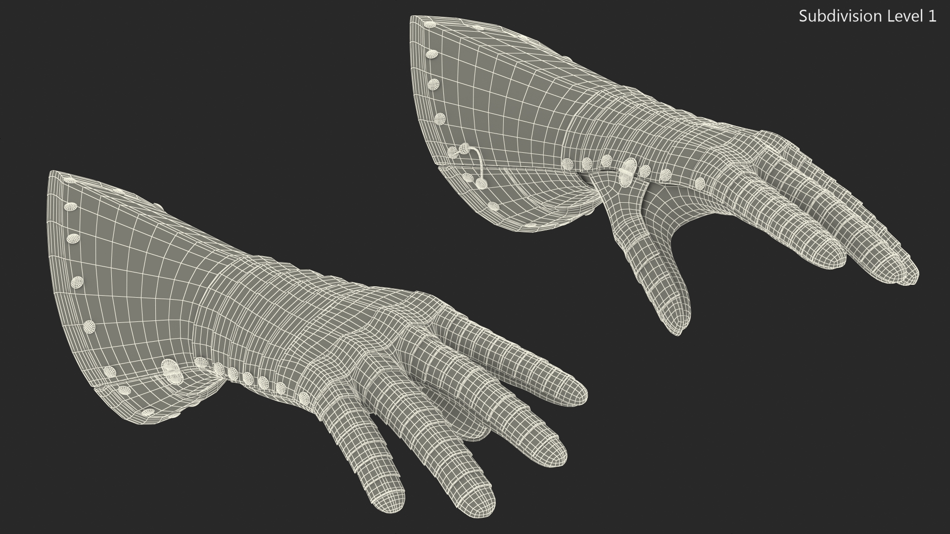 Medieval Knight Black Gold Armor Gauntlets 3D