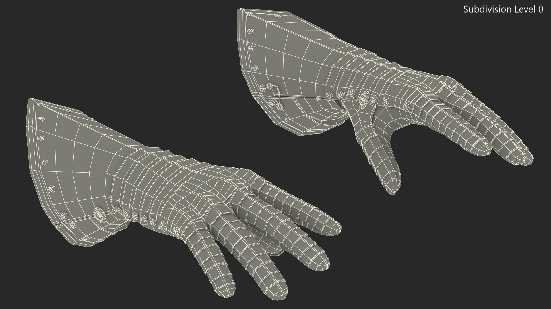 Medieval Knight Black Gold Armor Gauntlets 3D