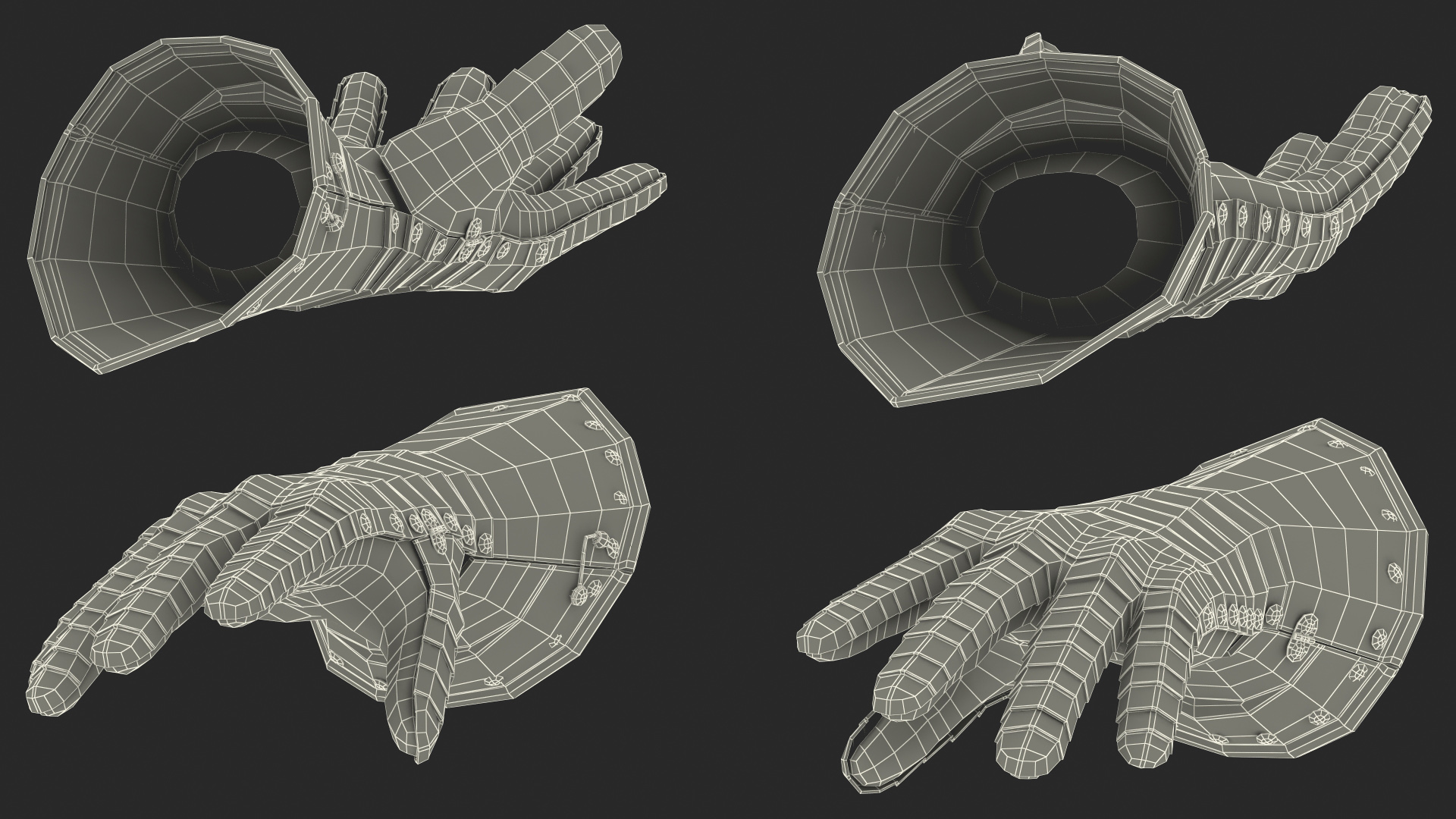 Medieval Knight Black Gold Armor Gauntlets 3D