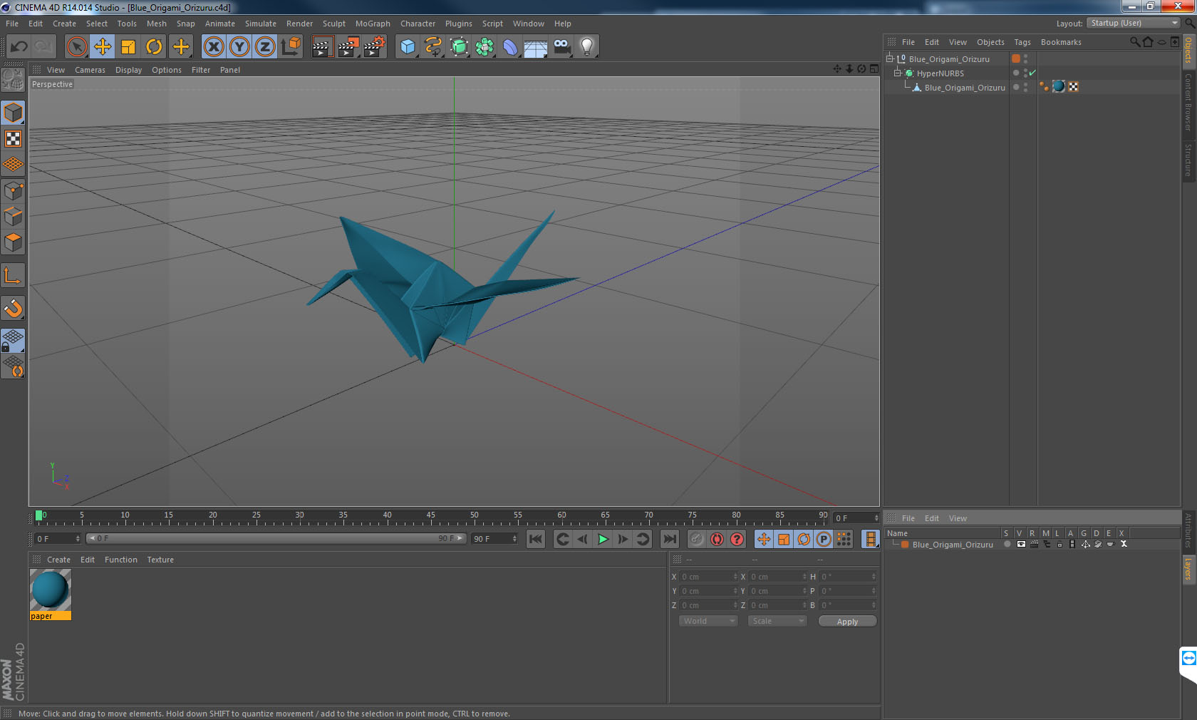 3D model Blue Origami Orizuru