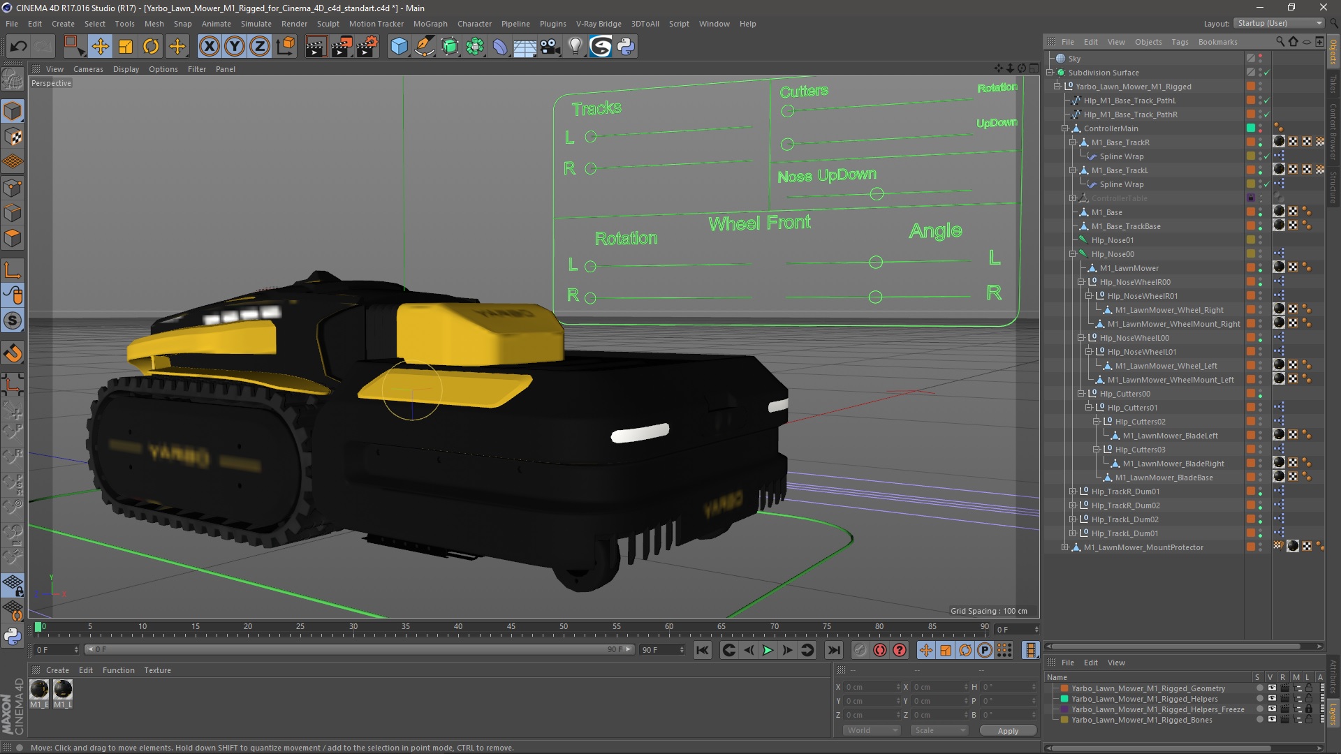 3D model Yarbo Lawn Mower M1 Rigged for Cinema 4D