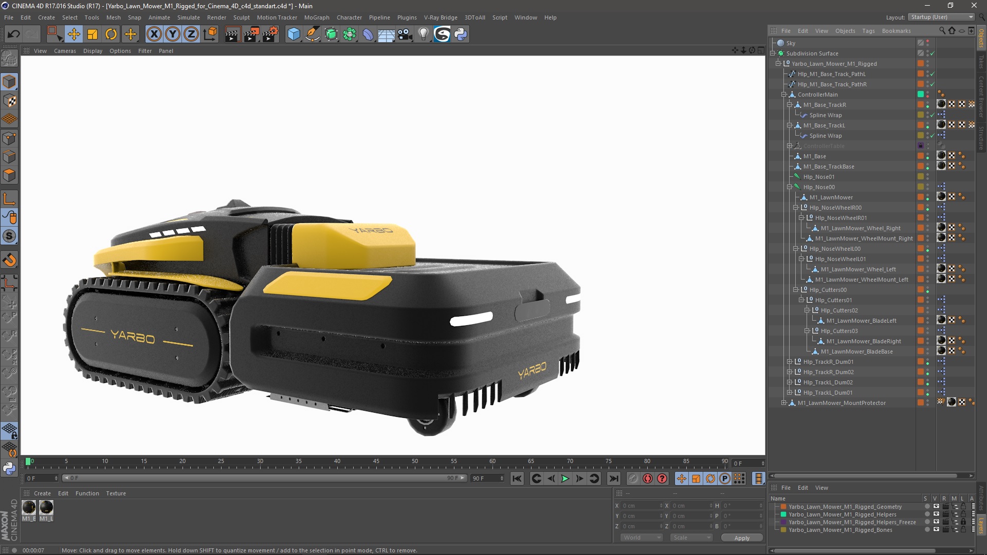 3D model Yarbo Lawn Mower M1 Rigged for Cinema 4D