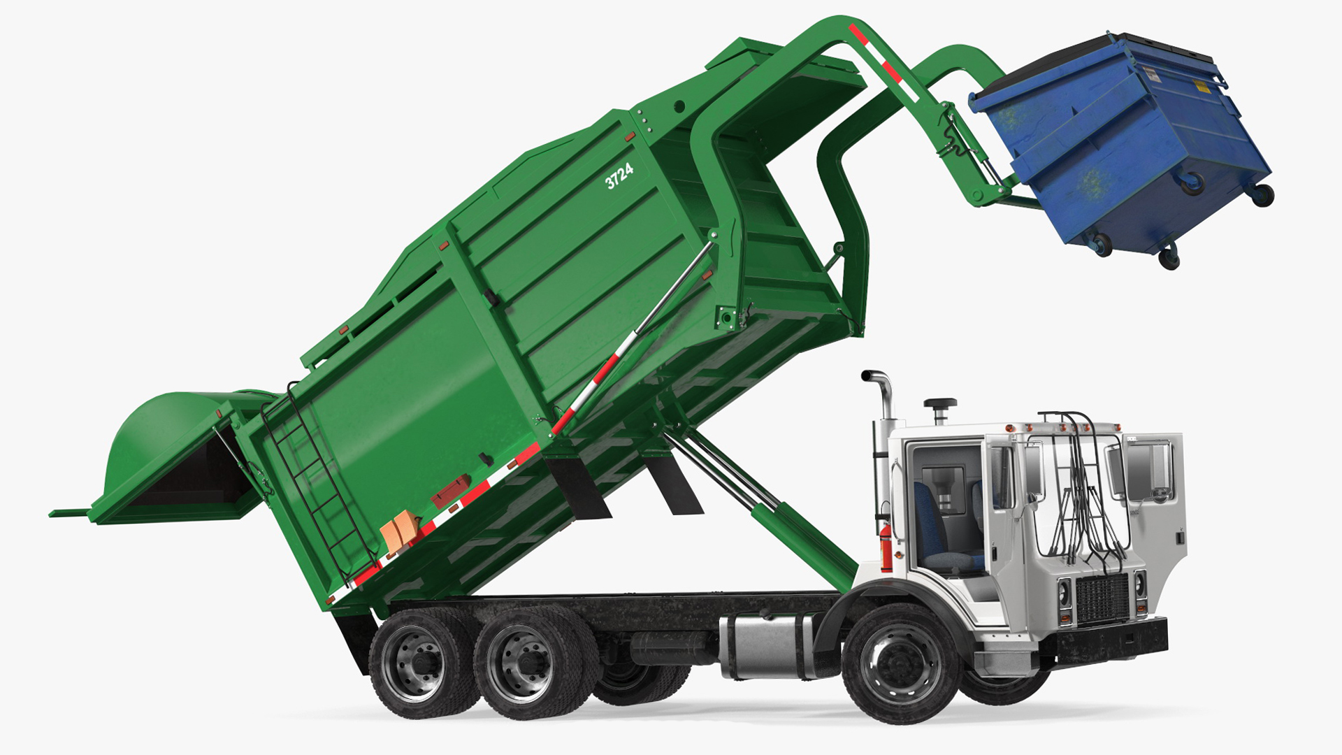 Trash Truck Generic with Dumpster Blue Rigged for Cinema 4D 3D model