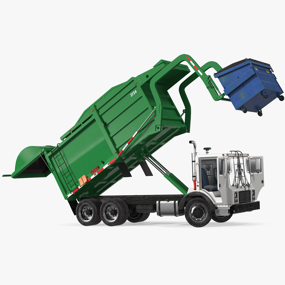 Trash Truck Generic with Dumpster Blue Rigged for Cinema 4D 3D model