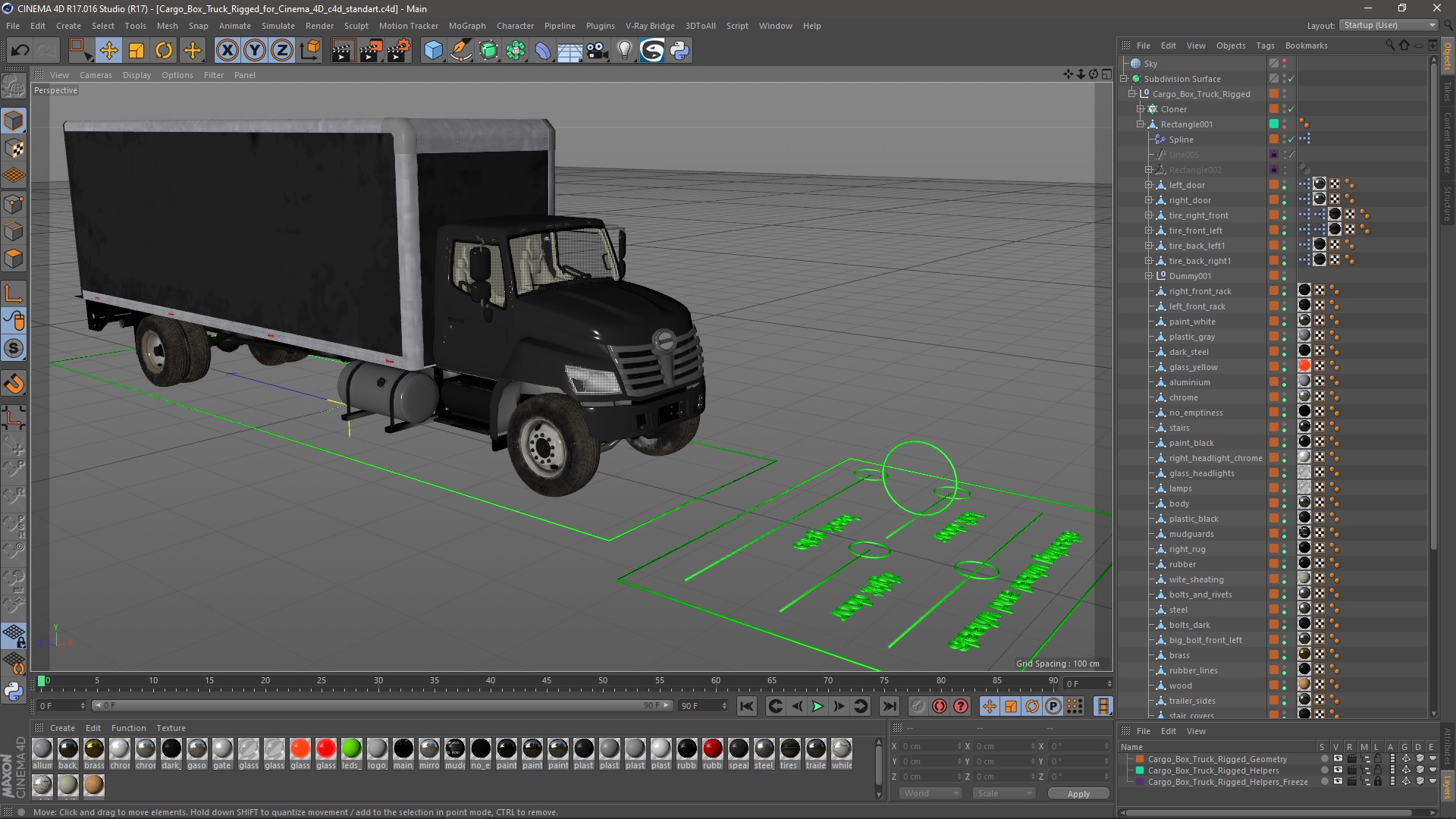 3D Cargo Box Truck Rigged for Cinema 4D