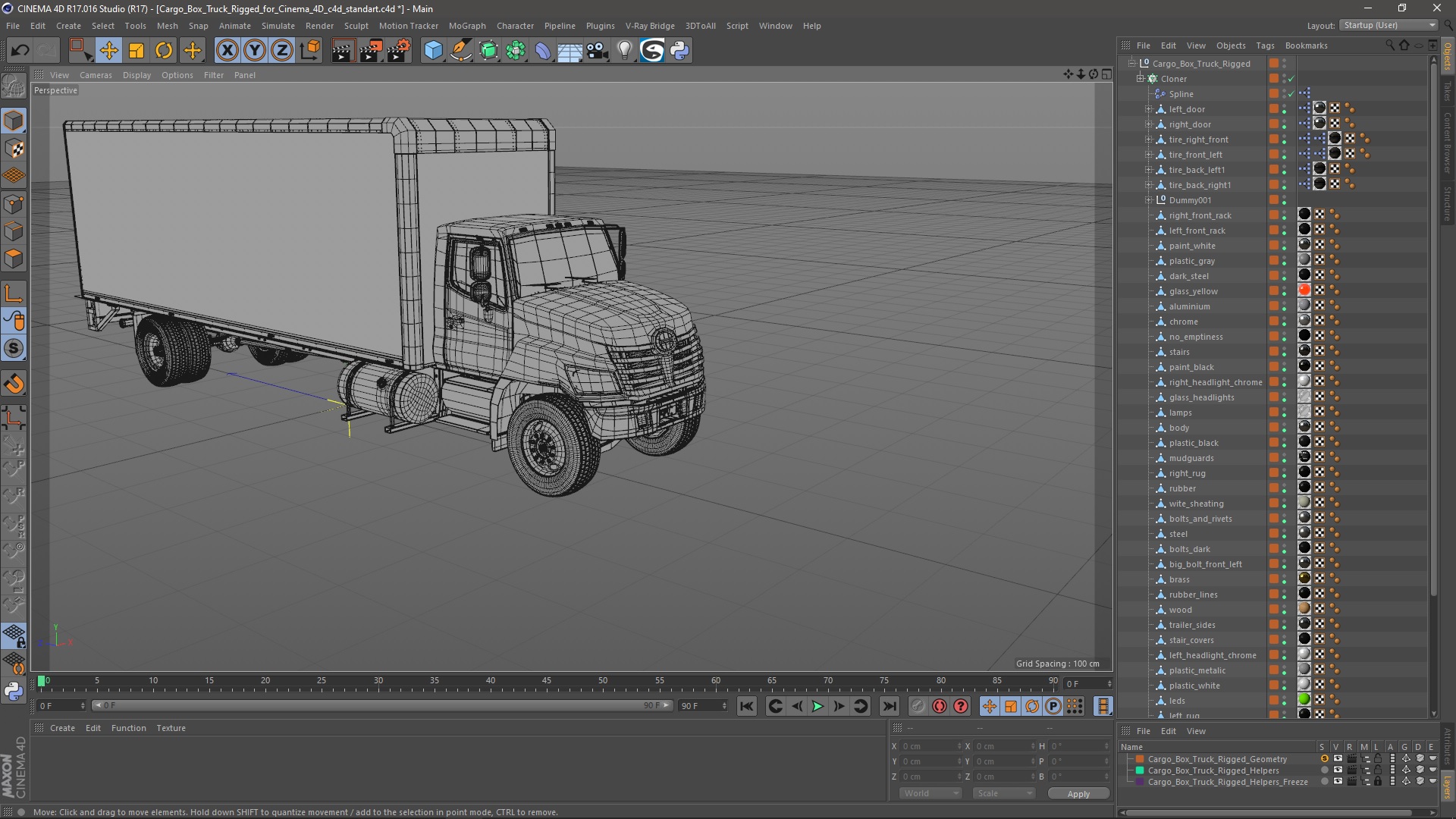 3D Cargo Box Truck Rigged for Cinema 4D