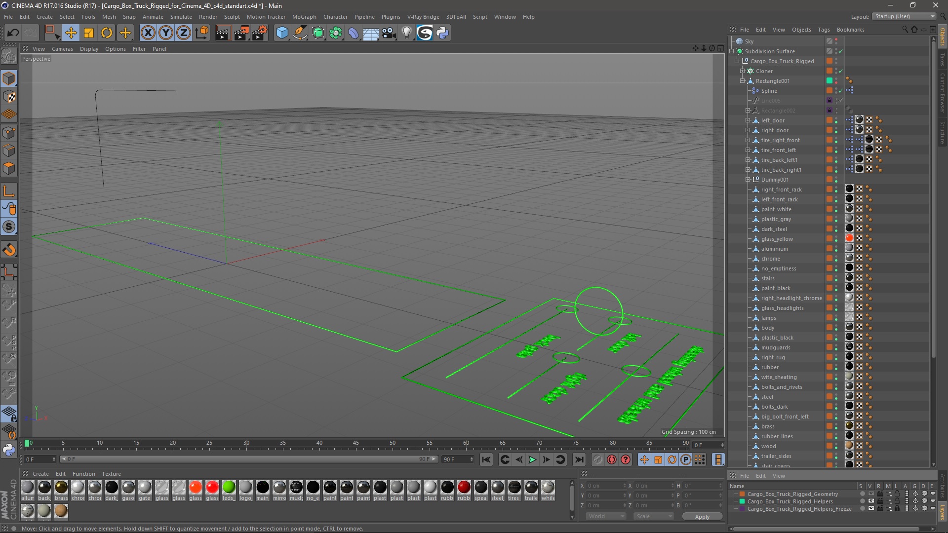 3D Cargo Box Truck Rigged for Cinema 4D
