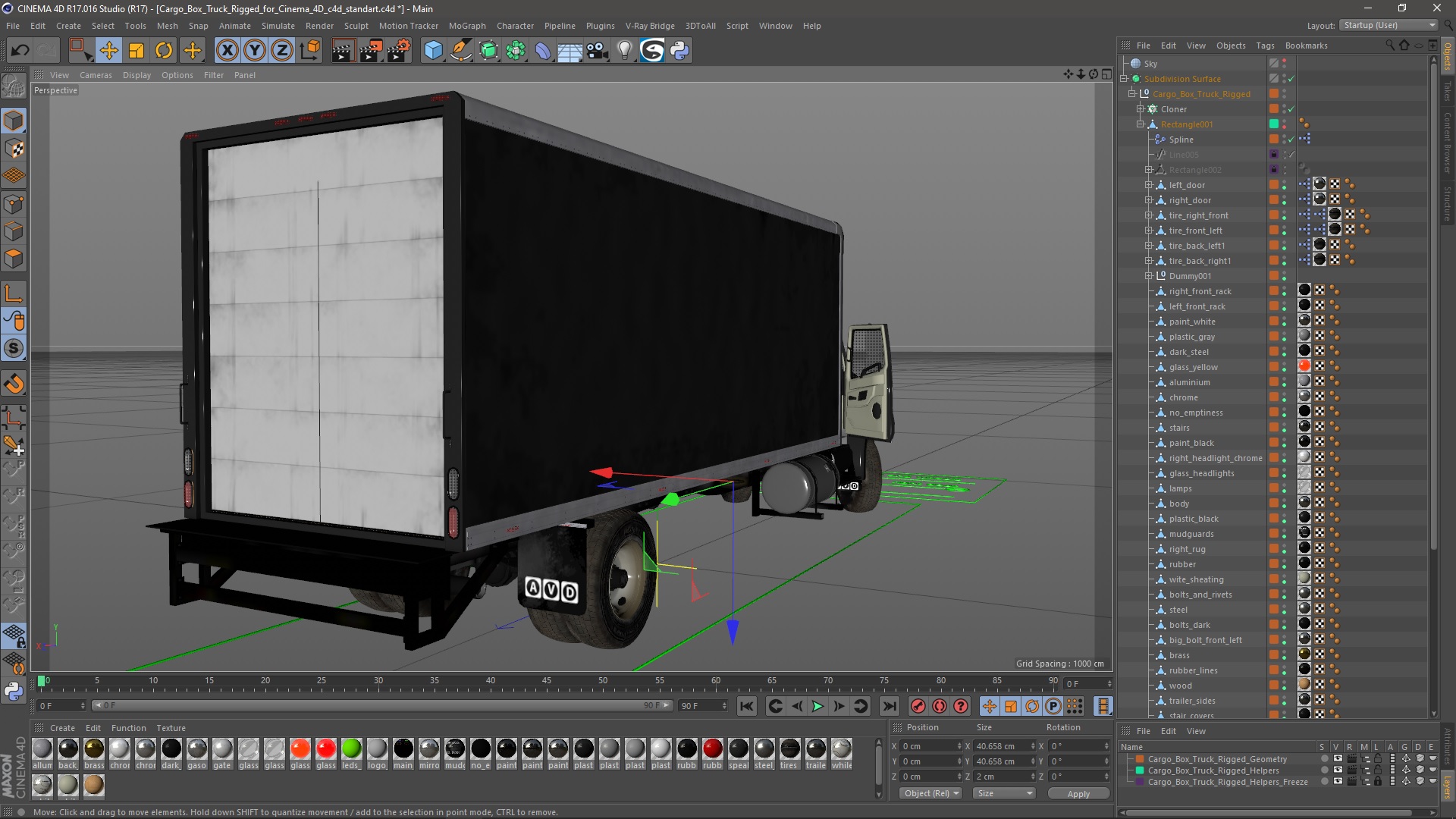 3D Cargo Box Truck Rigged for Cinema 4D
