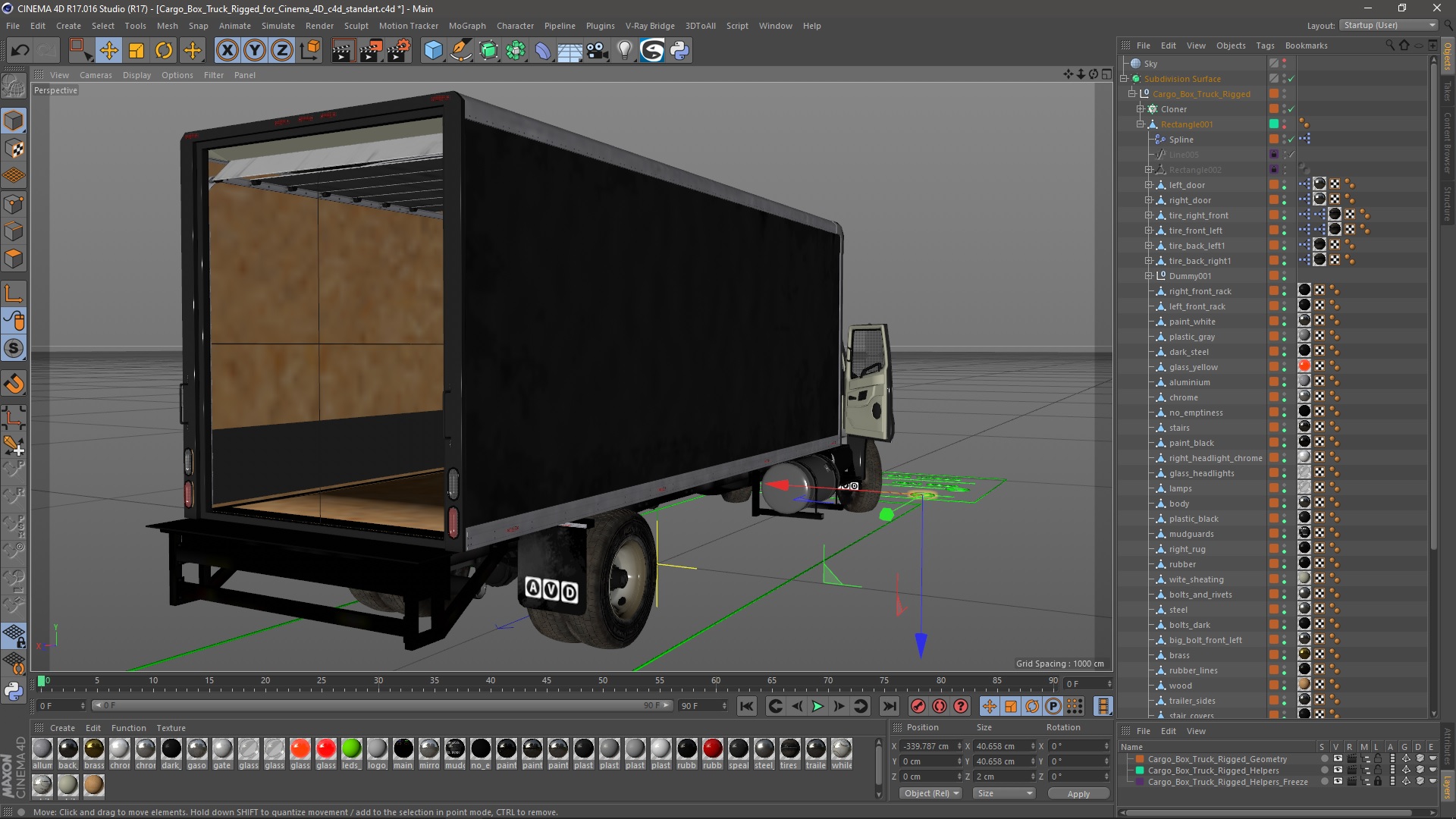 3D Cargo Box Truck Rigged for Cinema 4D