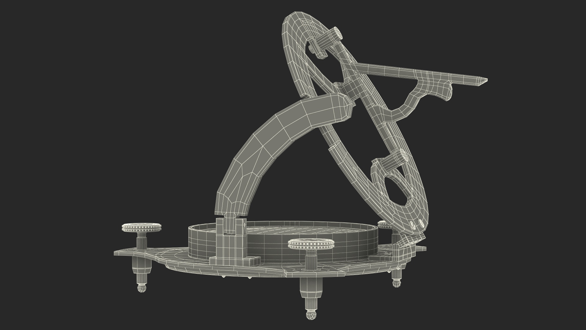 Opened Old Brass Compass with Sundial 3D