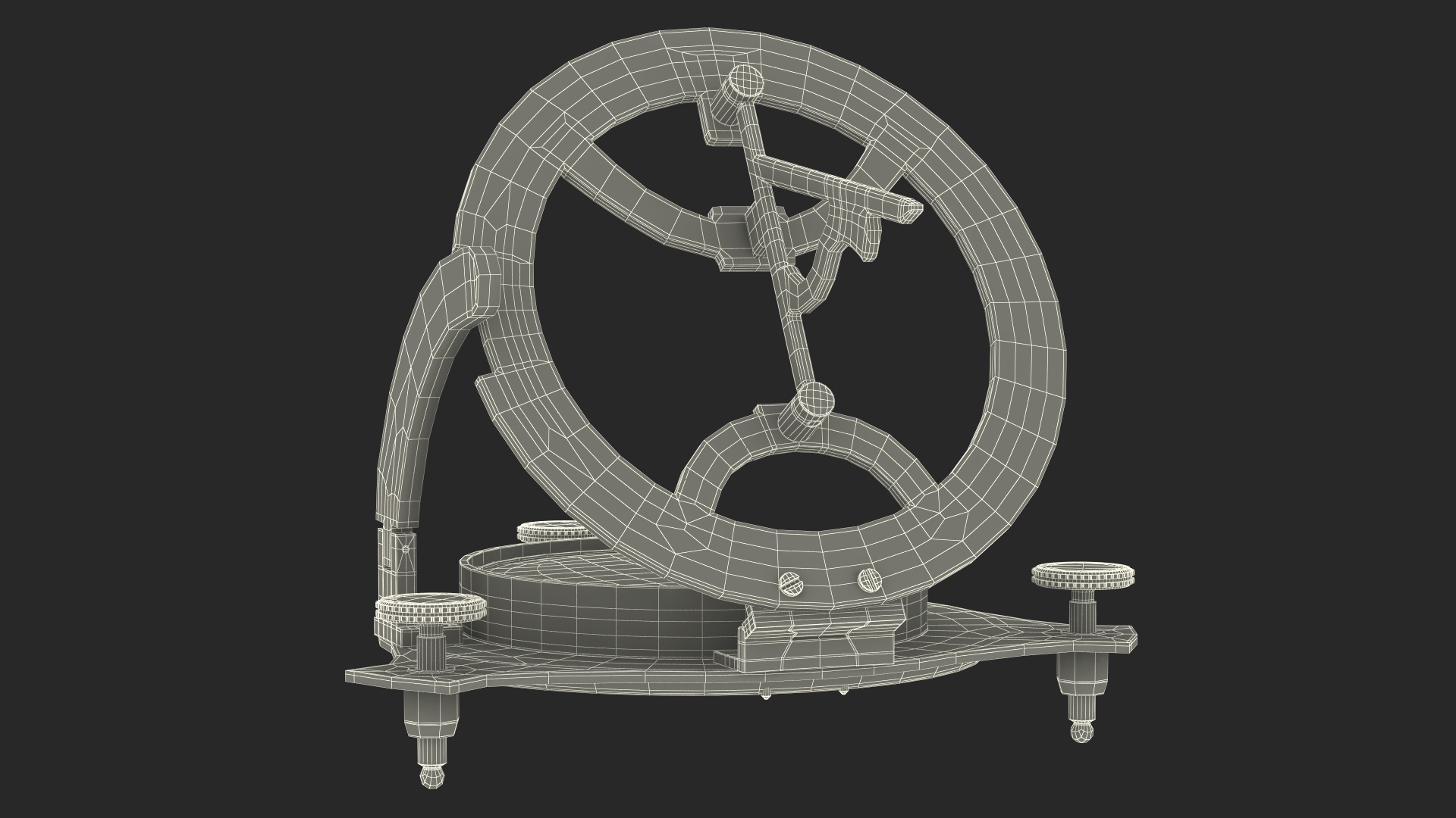 Opened Old Brass Compass with Sundial 3D
