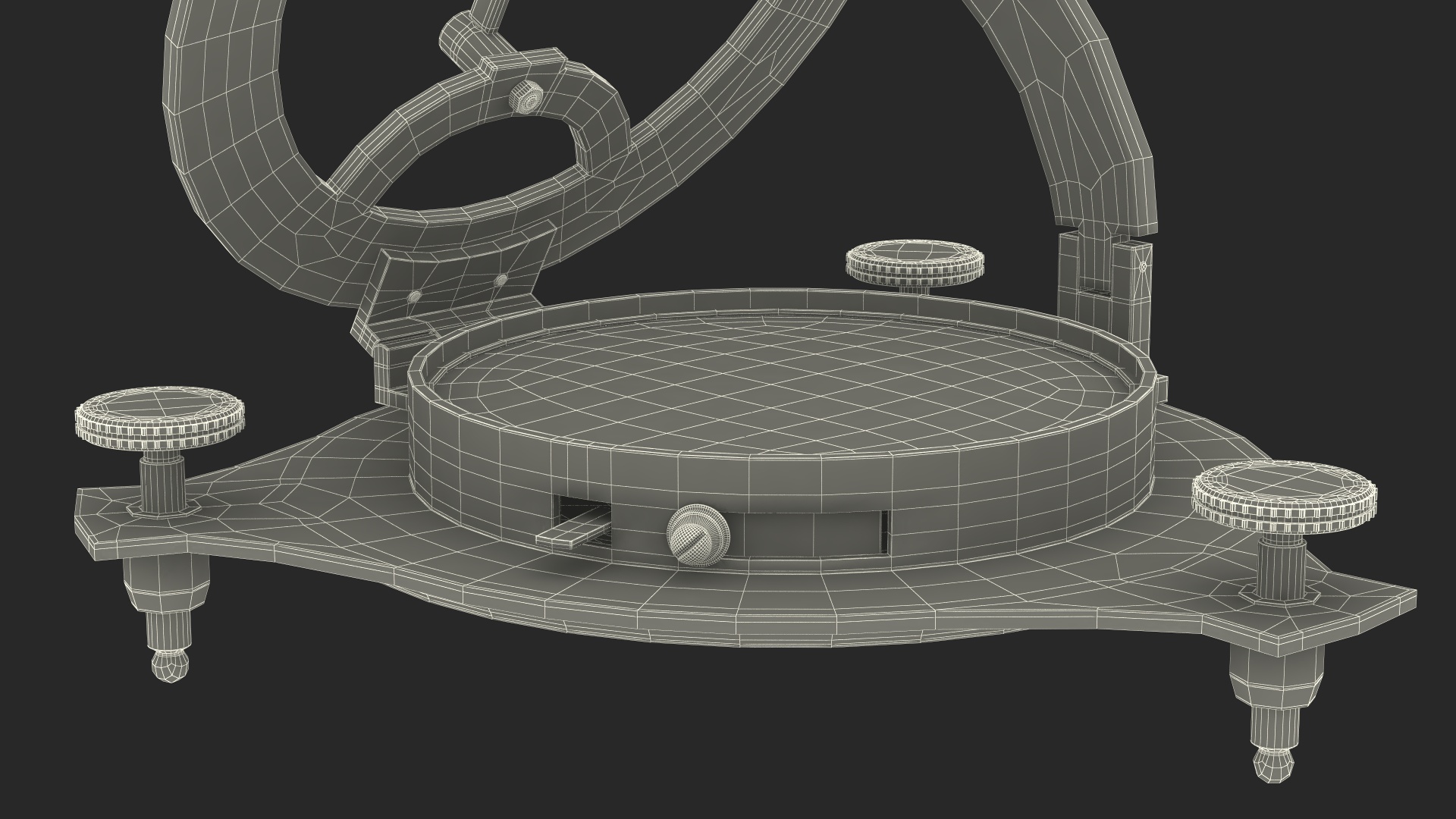 Opened Old Brass Compass with Sundial 3D