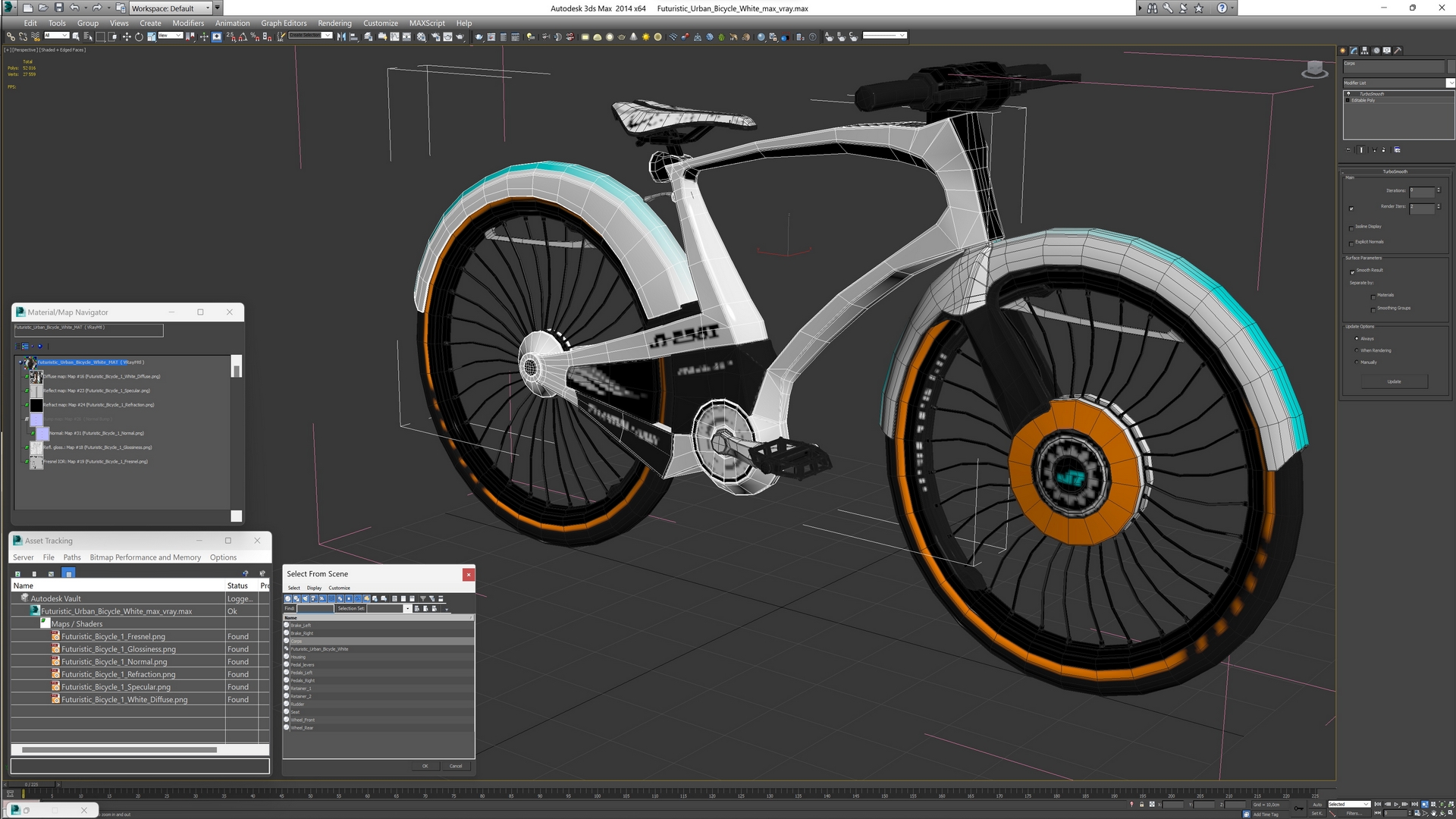 3D model Futuristic Urban Bicycle White
