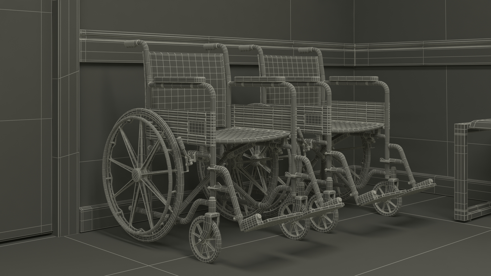 Hospital Hallway Corridor Corner with People 3D model