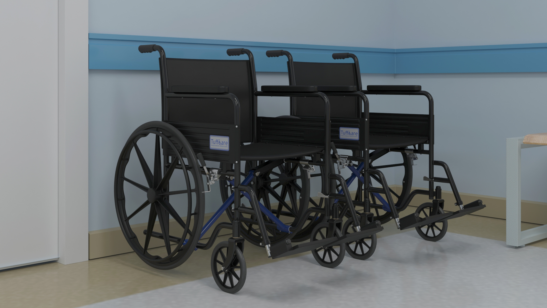Hospital Hallway Corridor Corner with People 3D model
