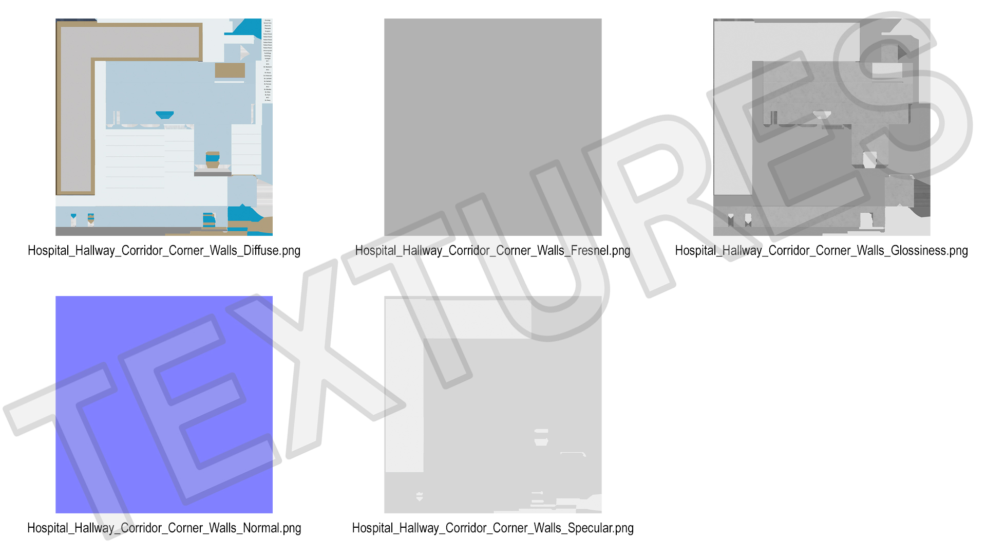 Hospital Hallway Corridor Corner with People 3D model