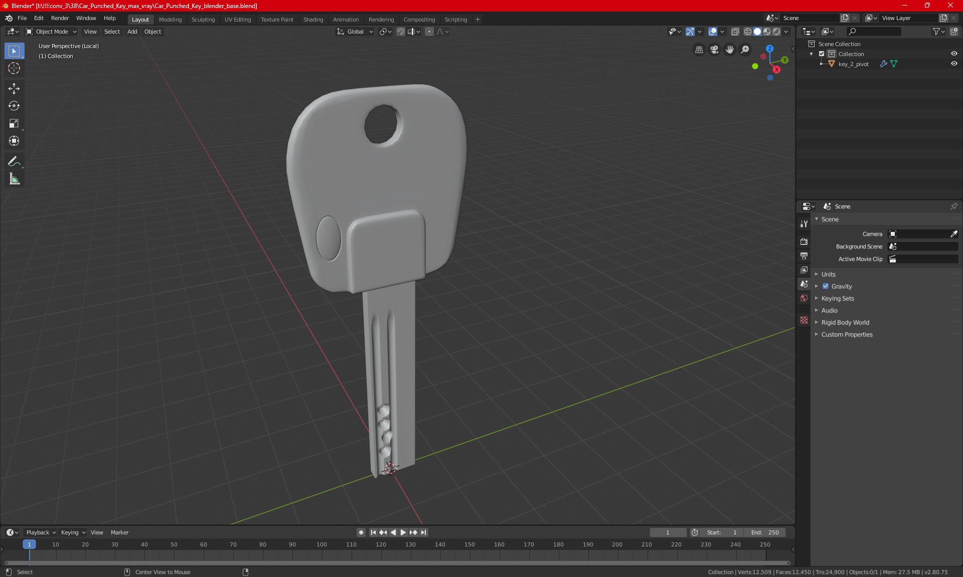 3D model Car Punched Key