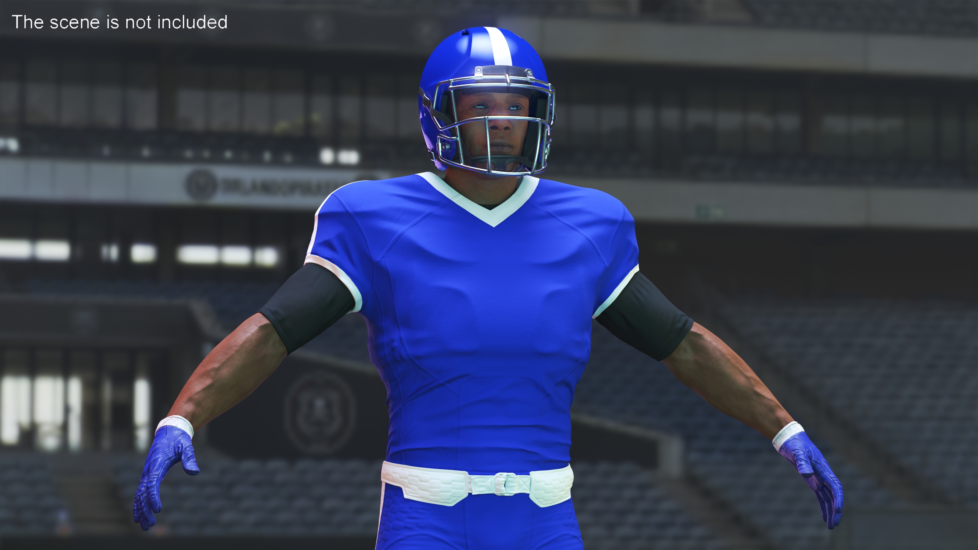 3D model Blue Uniform T-Pose American Football Players