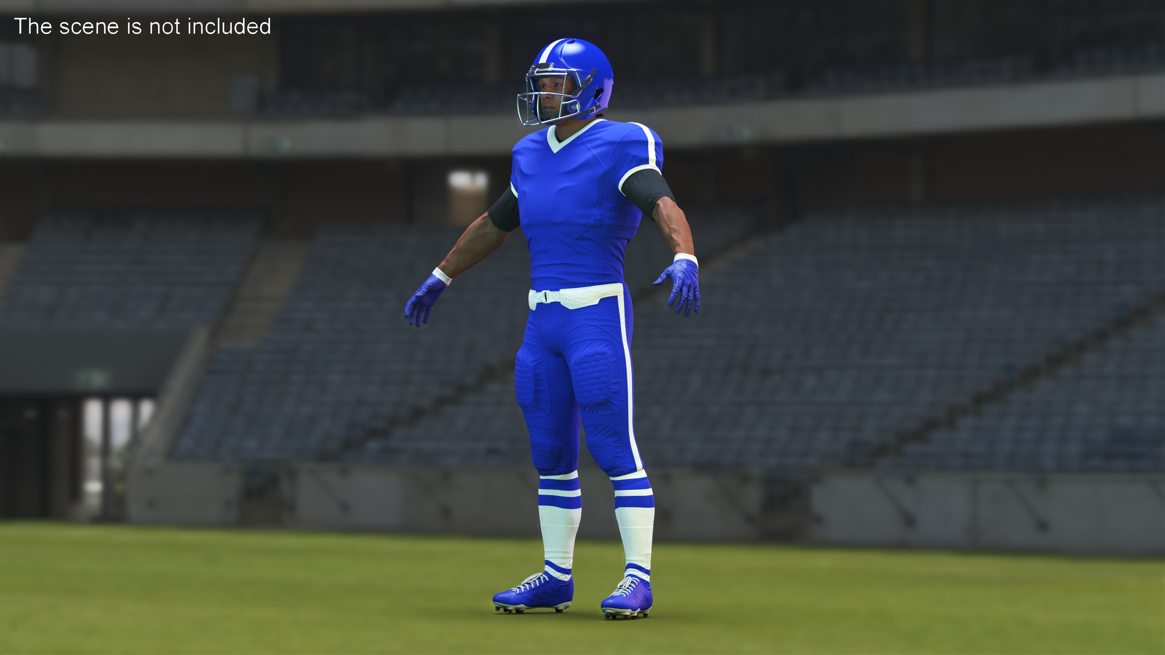 3D model Blue Uniform T-Pose American Football Players
