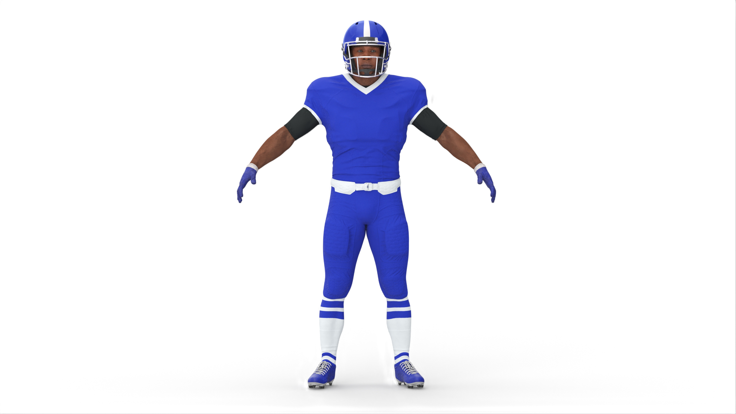 3D model Blue Uniform T-Pose American Football Players
