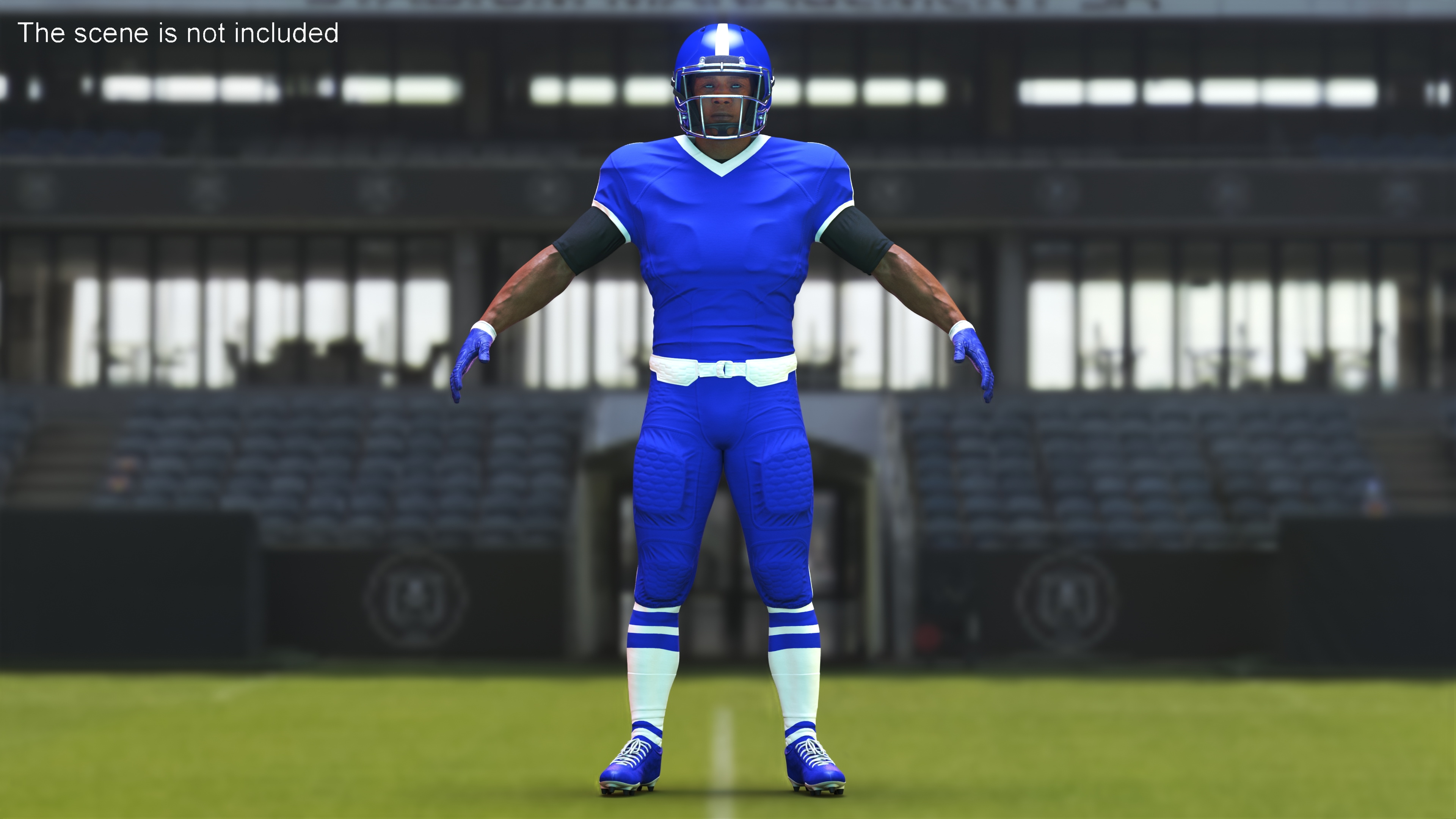 3D model Blue Uniform T-Pose American Football Players
