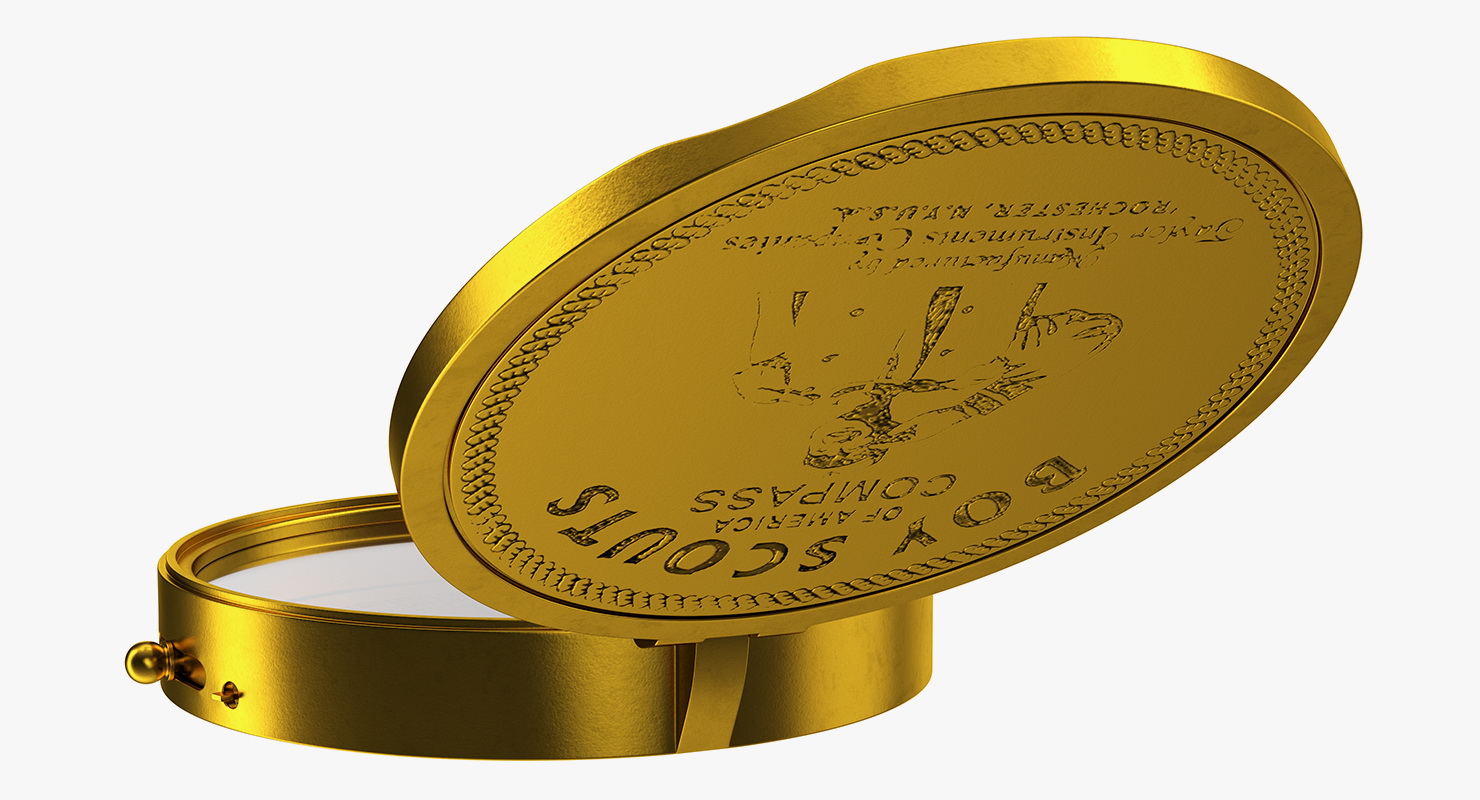 3D Vintage Brass Compass