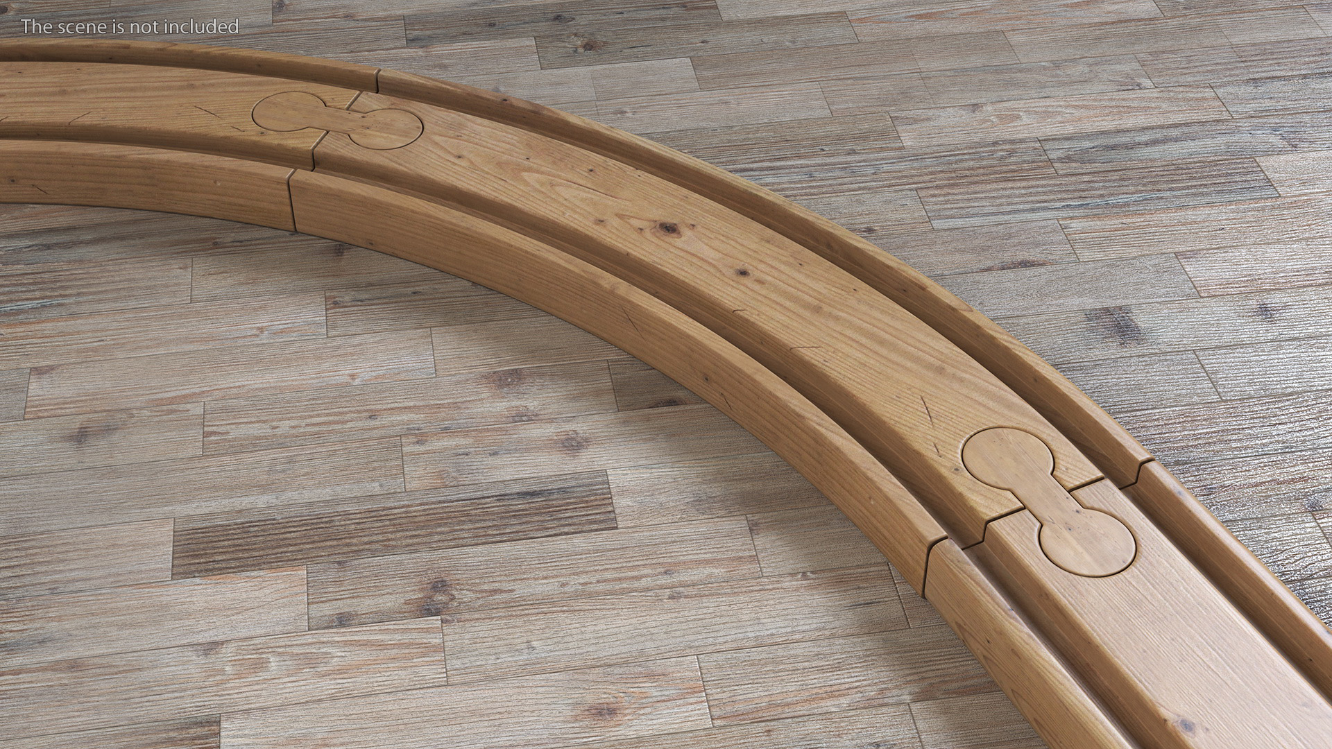 Wooden Toy Train Set with Tracks 3D